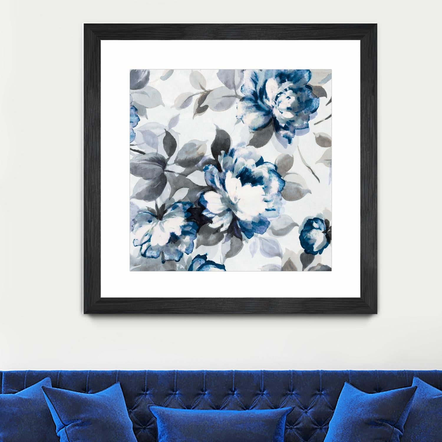 Scent of Roses Indigo II by Portfolio on GIANT ART - grey floral