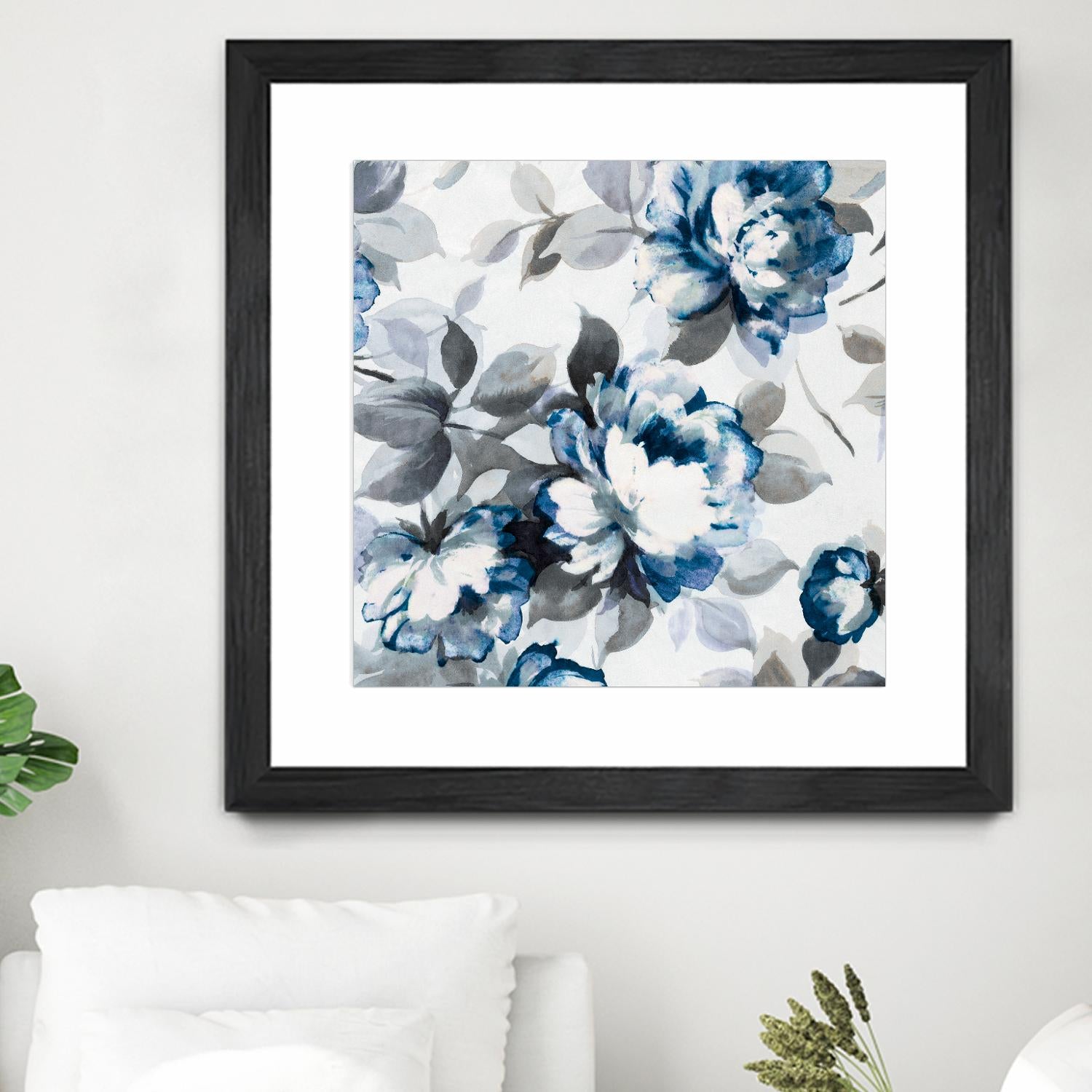 Scent of Roses Indigo II by Portfolio on GIANT ART - grey floral