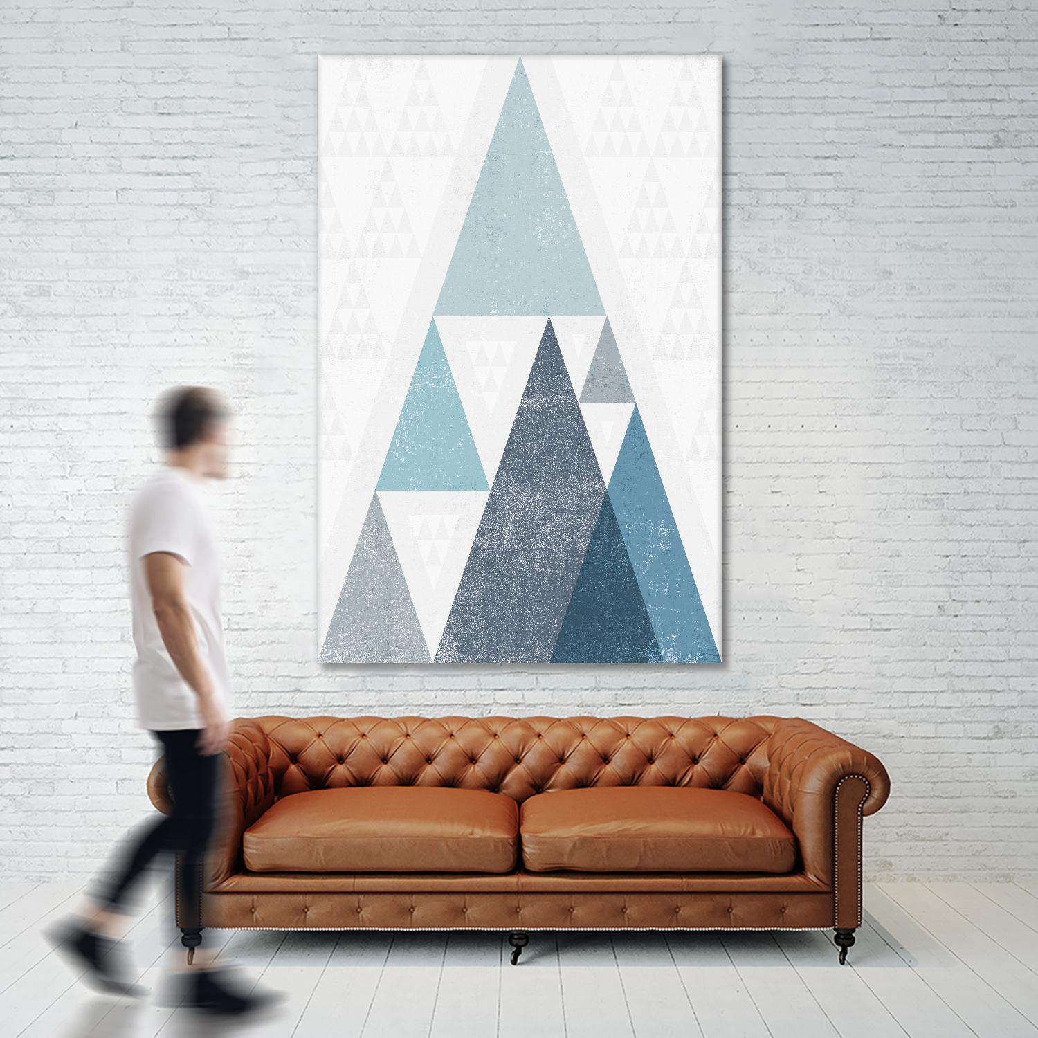 Mod Triangles III Blue by Michael Mullan on GIANT ART - white contemporary