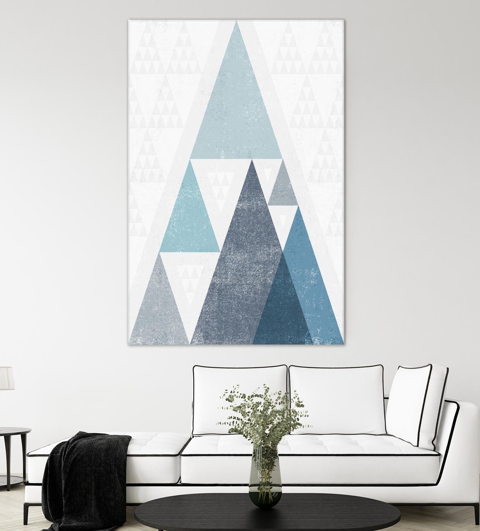 Mod Triangles III Blue by Michael Mullan on GIANT ART - white contemporary