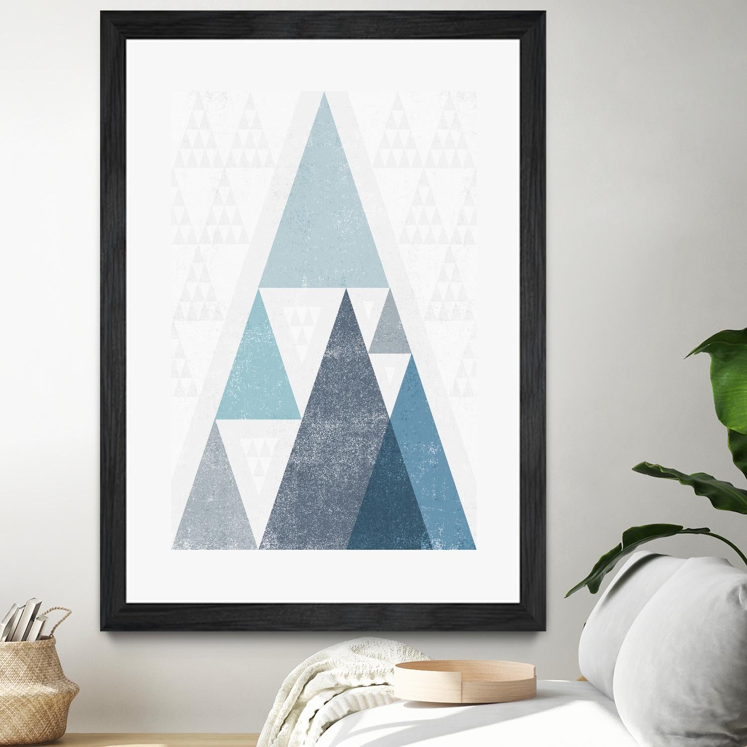 Mod Triangles III Blue by Michael Mullan on GIANT ART - white contemporary