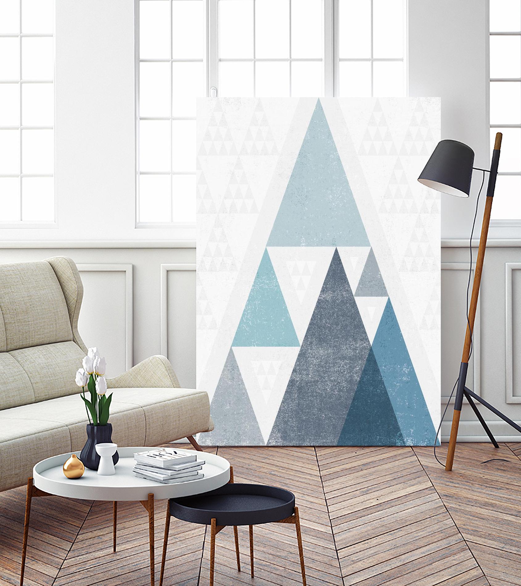Mod Triangles III Blue by Michael Mullan on GIANT ART - white contemporary