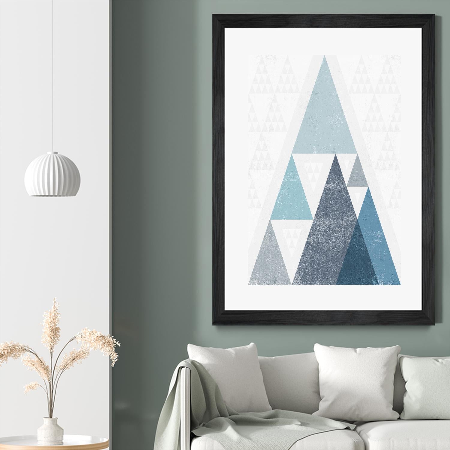 Mod Triangles III Blue by Michael Mullan on GIANT ART - white contemporary
