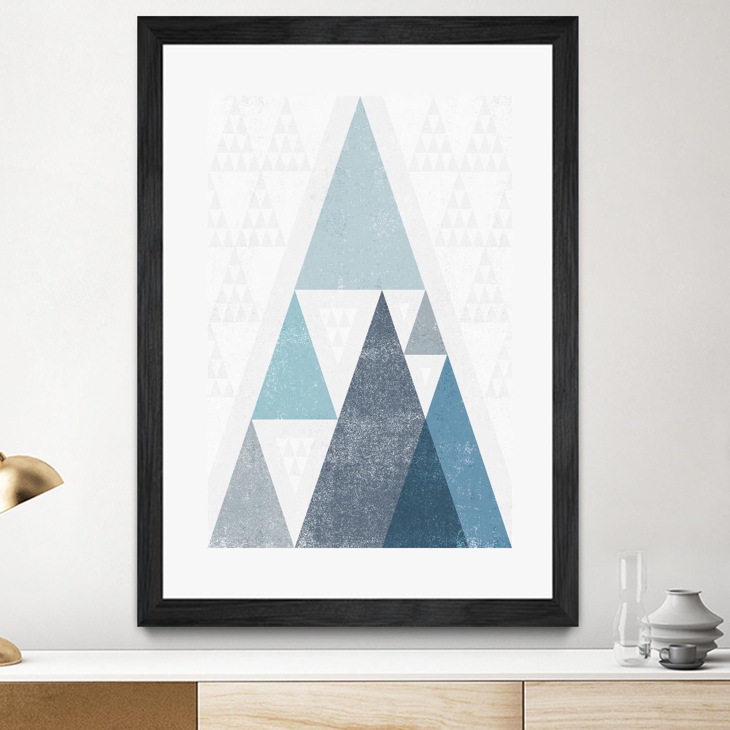 Mod Triangles III Blue by Michael Mullan on GIANT ART - white contemporary