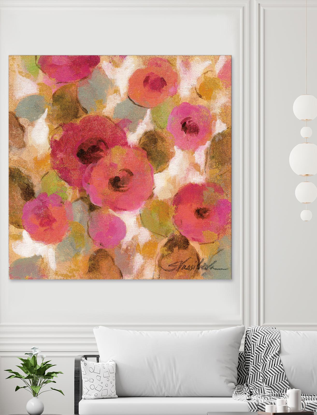 Glorious Pink Floral II by Silvia Vassileva on GIANT ART - yellow floral