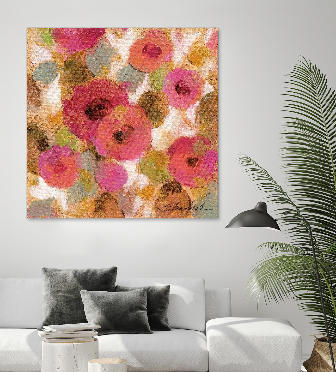 Glorious Pink Floral II by Silvia Vassileva on GIANT ART - yellow floral