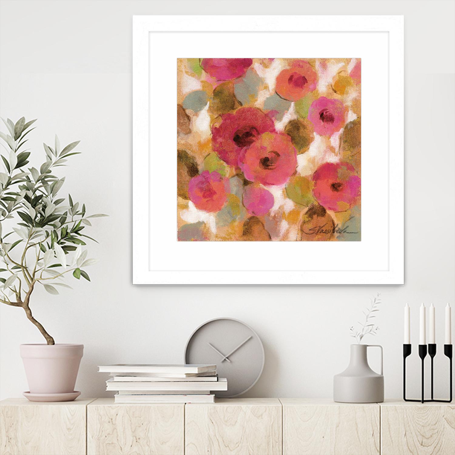 Glorious Pink Floral II by Silvia Vassileva on GIANT ART - yellow floral