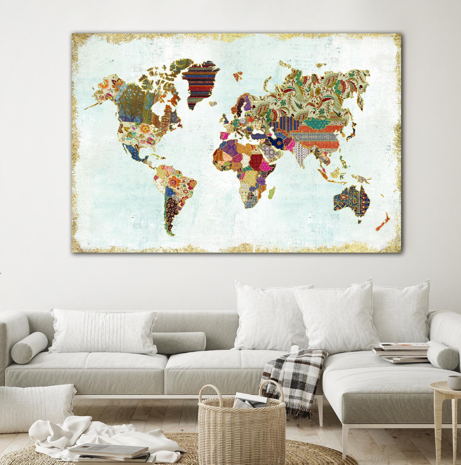 Pattern World Map by Laura Marshall on GIANT ART - brown maps