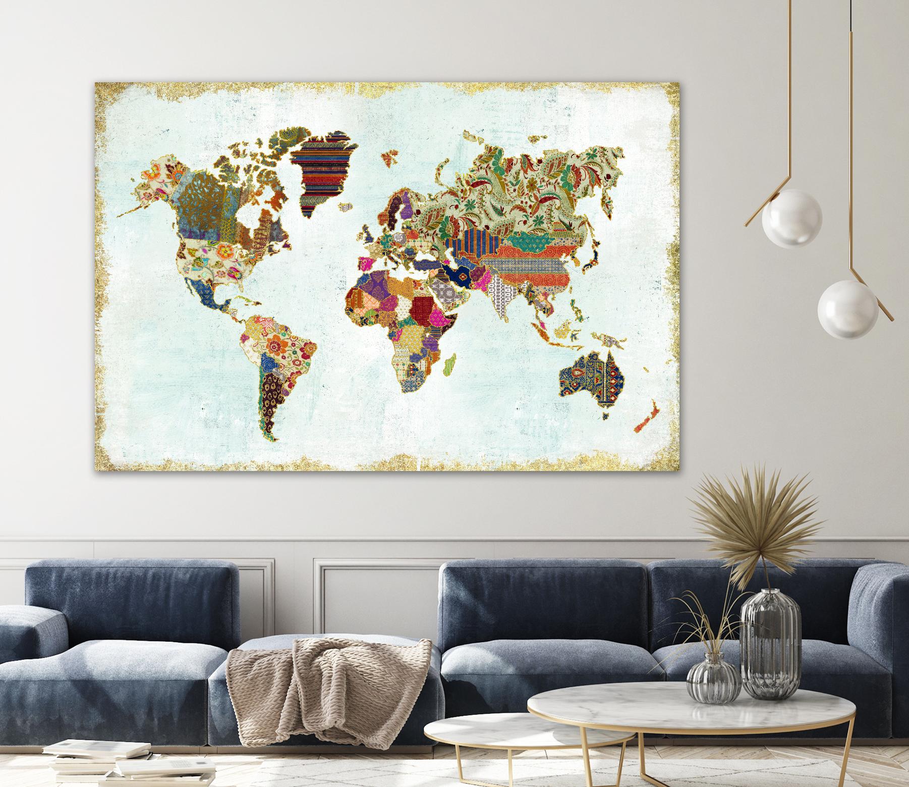 Pattern World Map by Laura Marshall on GIANT ART - brown maps