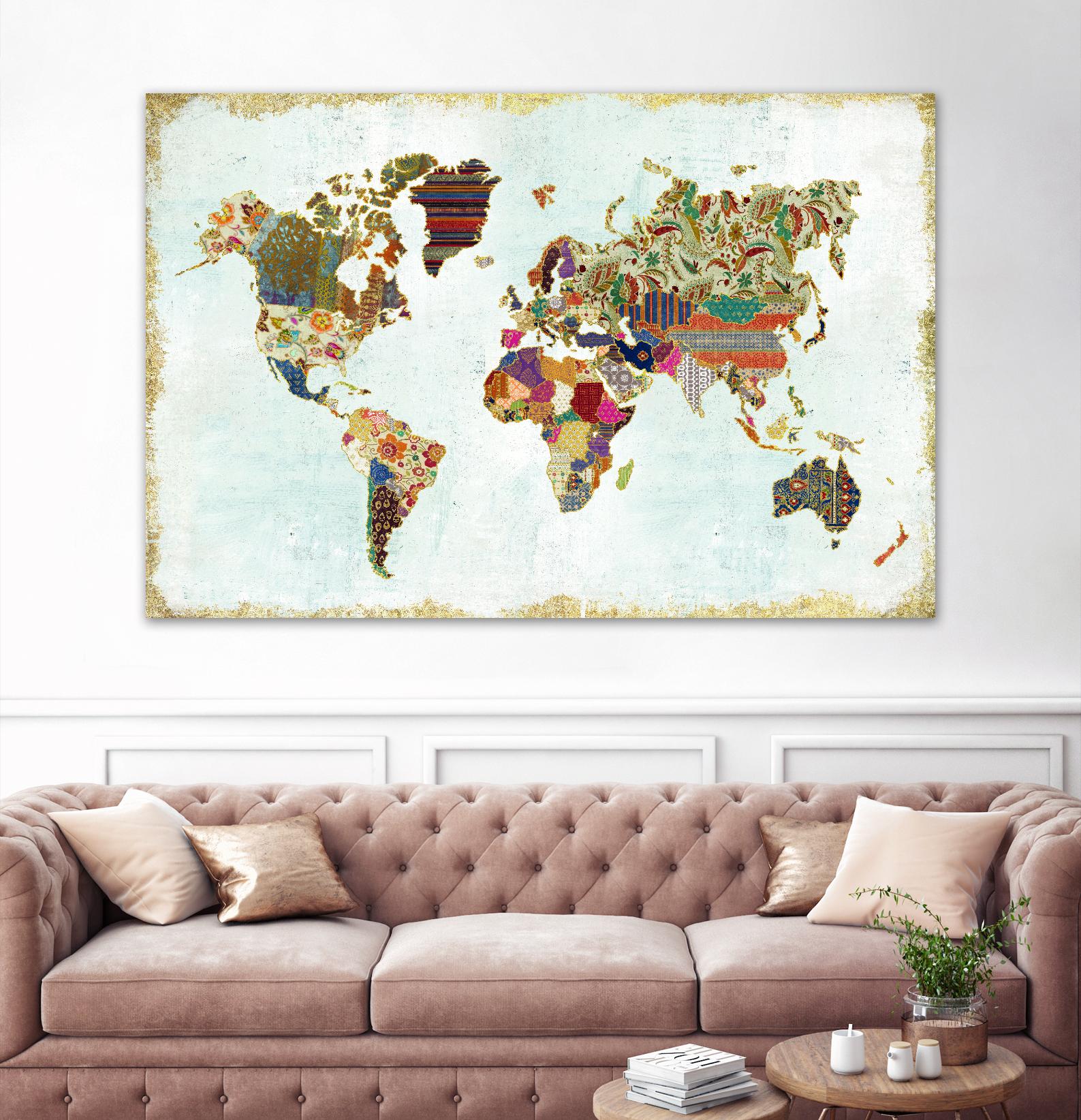 Pattern World Map by Laura Marshall on GIANT ART - brown maps