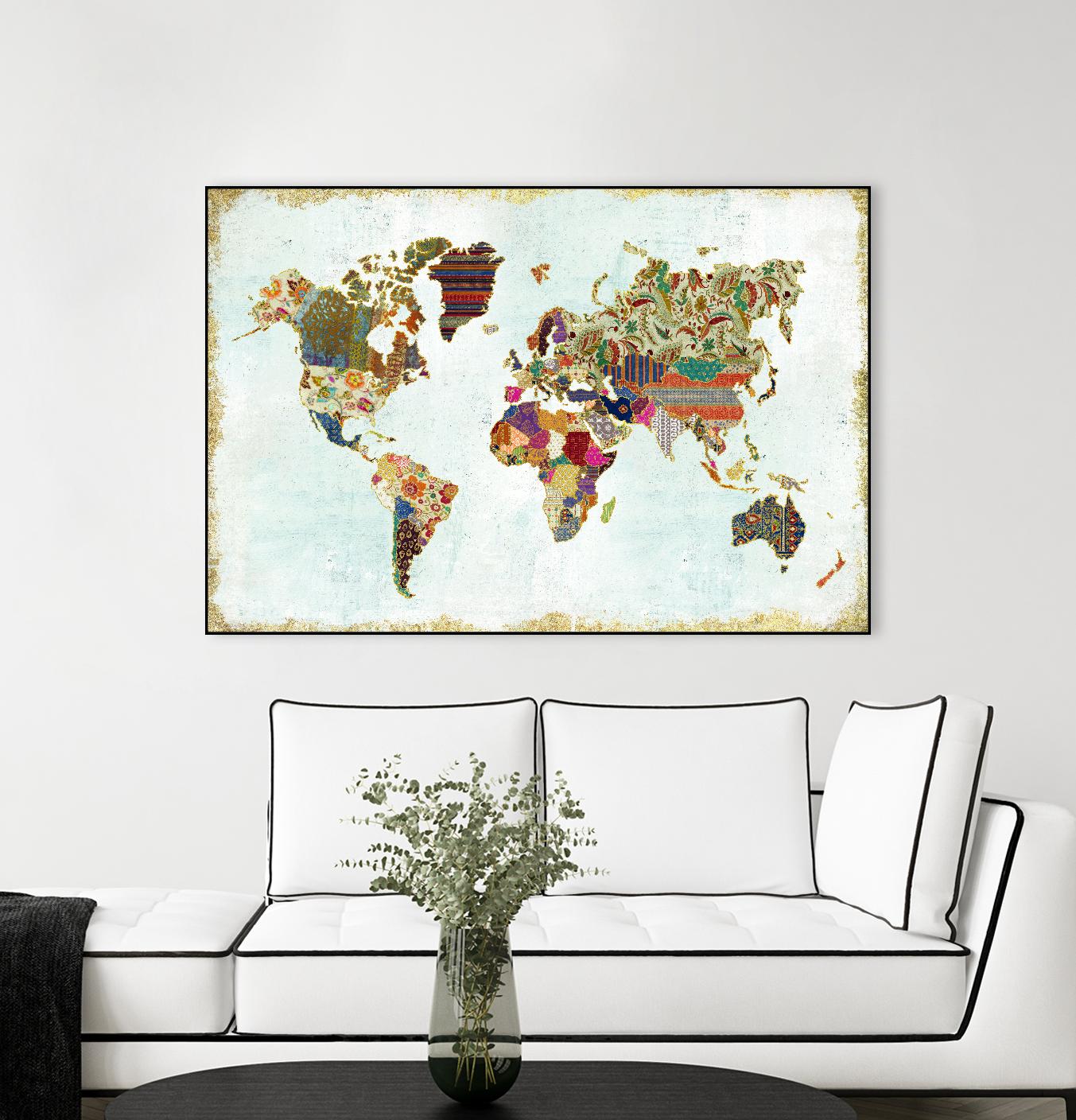 Pattern World Map by Laura Marshall on GIANT ART - brown maps