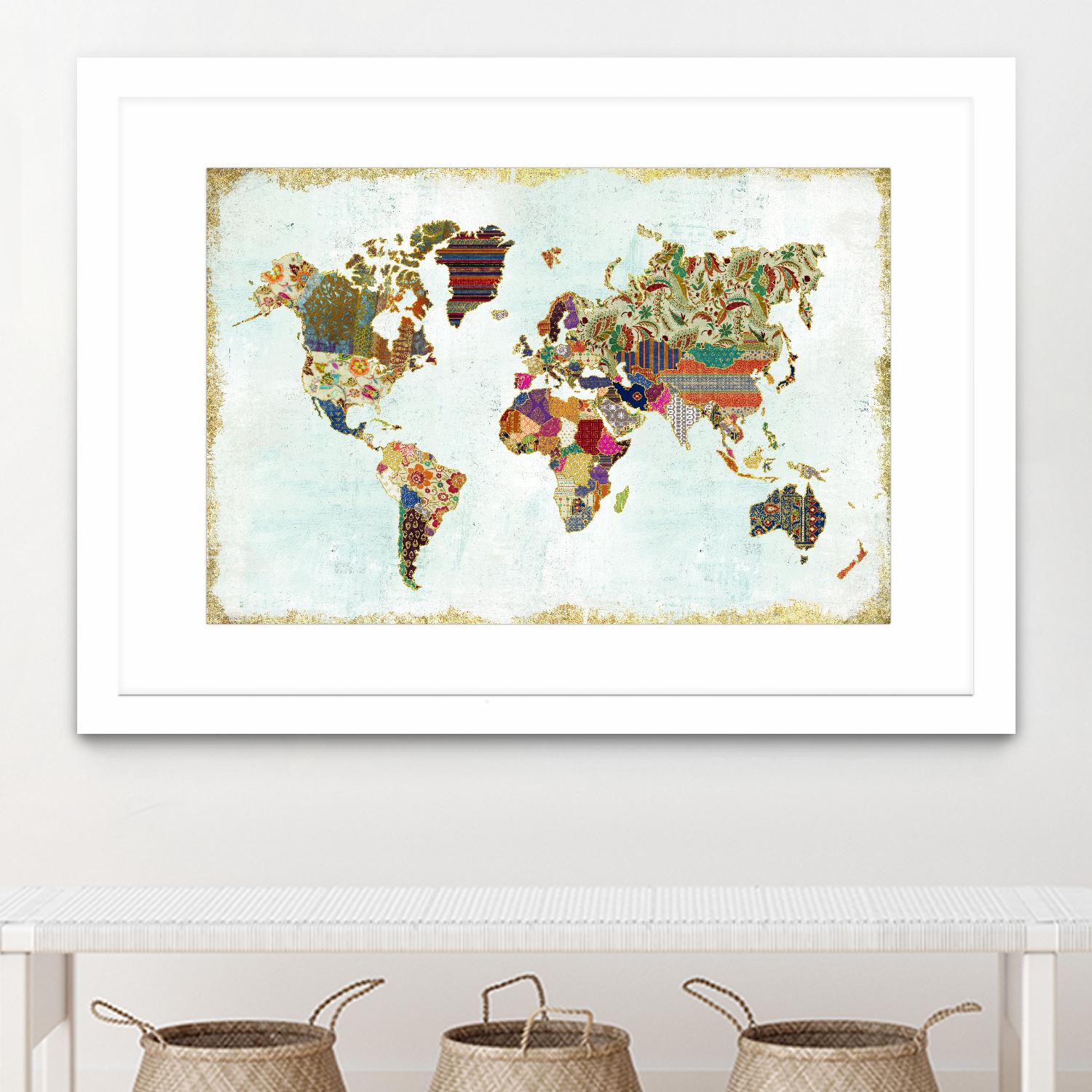 Pattern World Map by Laura Marshall on GIANT ART - brown maps