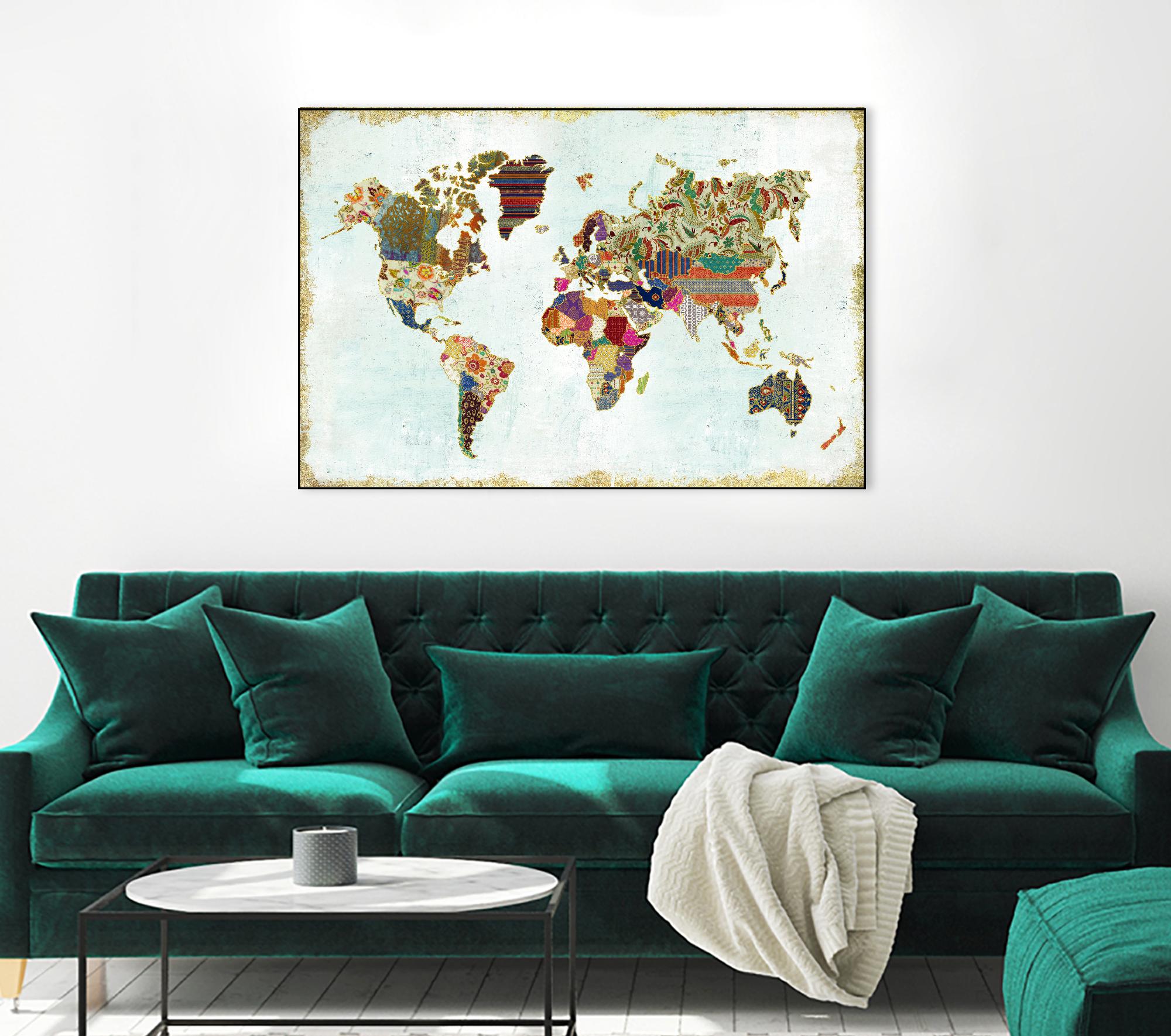 Pattern World Map by Laura Marshall on GIANT ART - brown maps