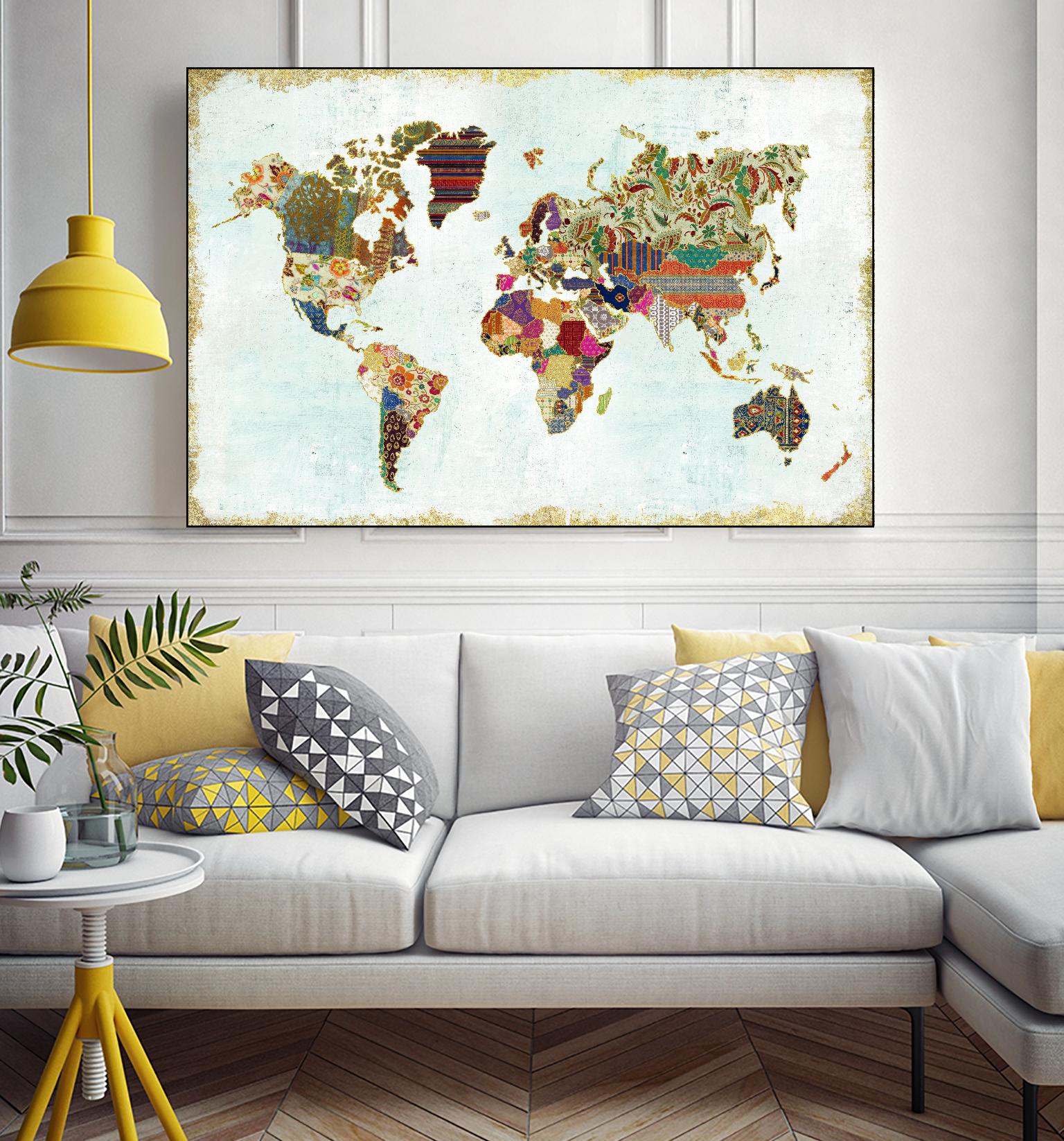 Pattern World Map by Laura Marshall on GIANT ART - brown maps