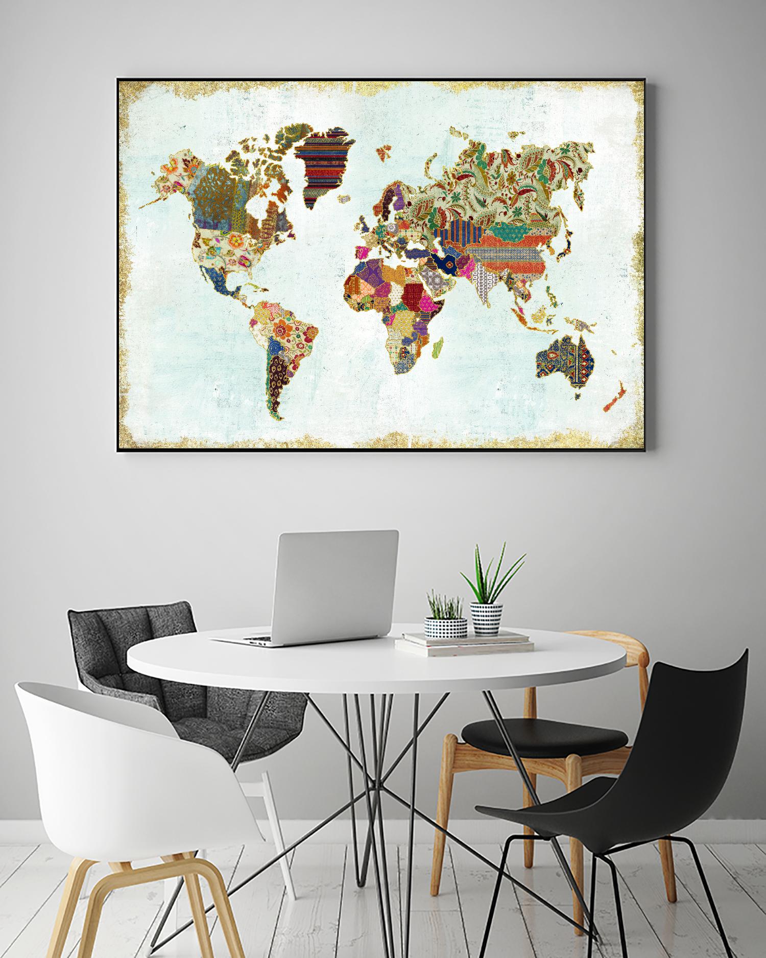 Pattern World Map by Laura Marshall on GIANT ART - brown maps