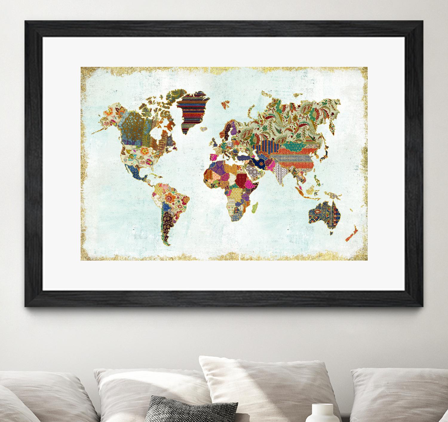 Pattern World Map by Laura Marshall on GIANT ART - brown maps