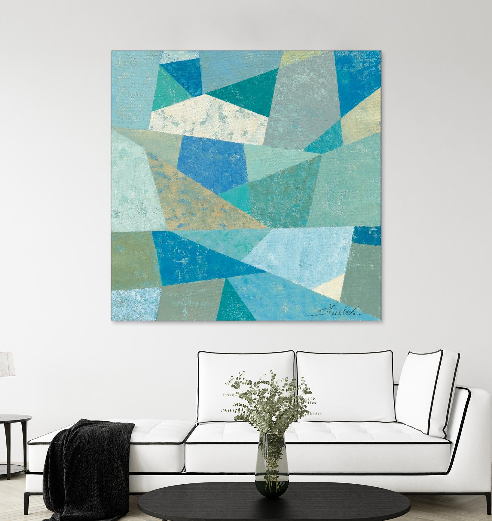 Teal Geo Metric by Silvia Vassileva on GIANT ART - green abstract