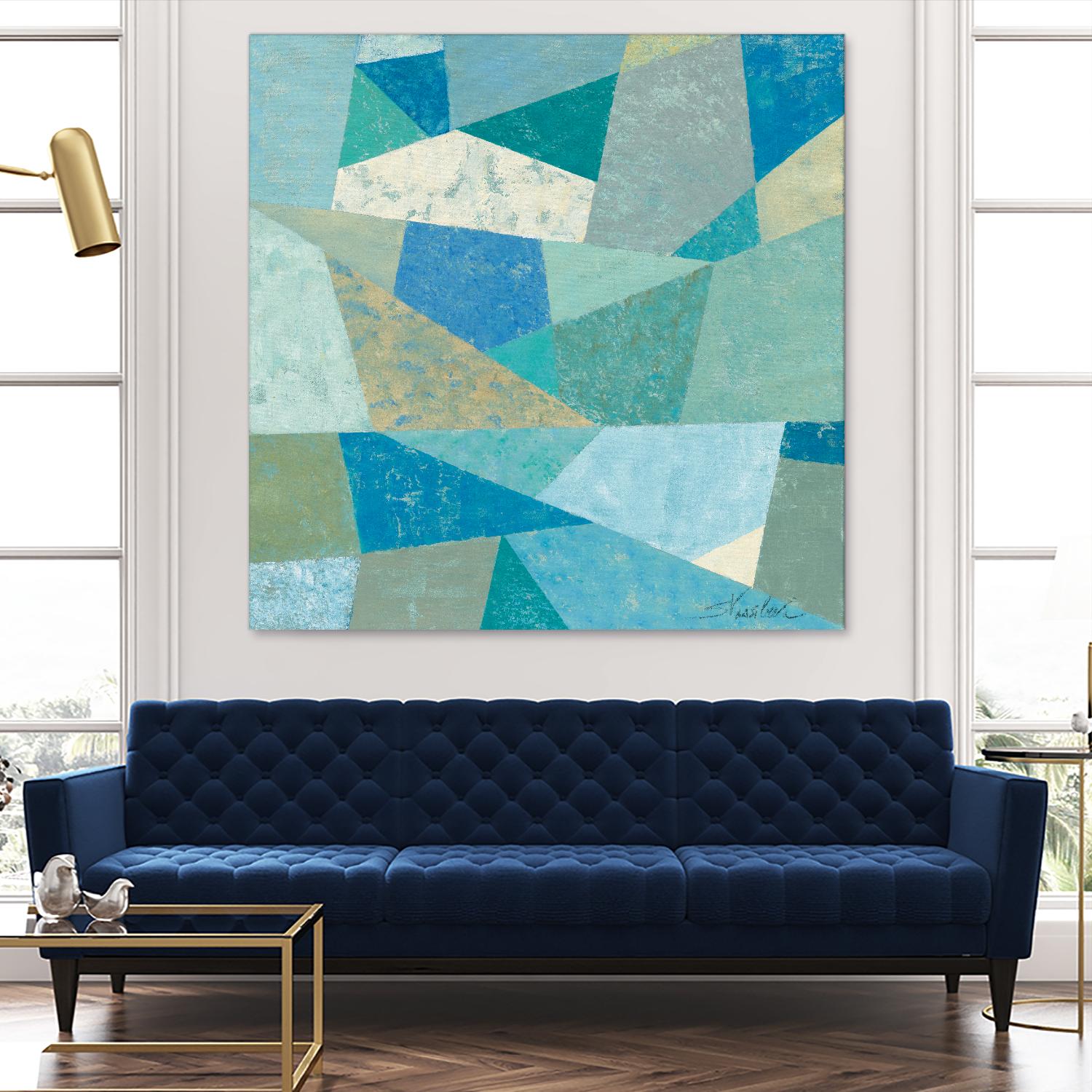Teal Geo Metric by Silvia Vassileva on GIANT ART - green abstract
