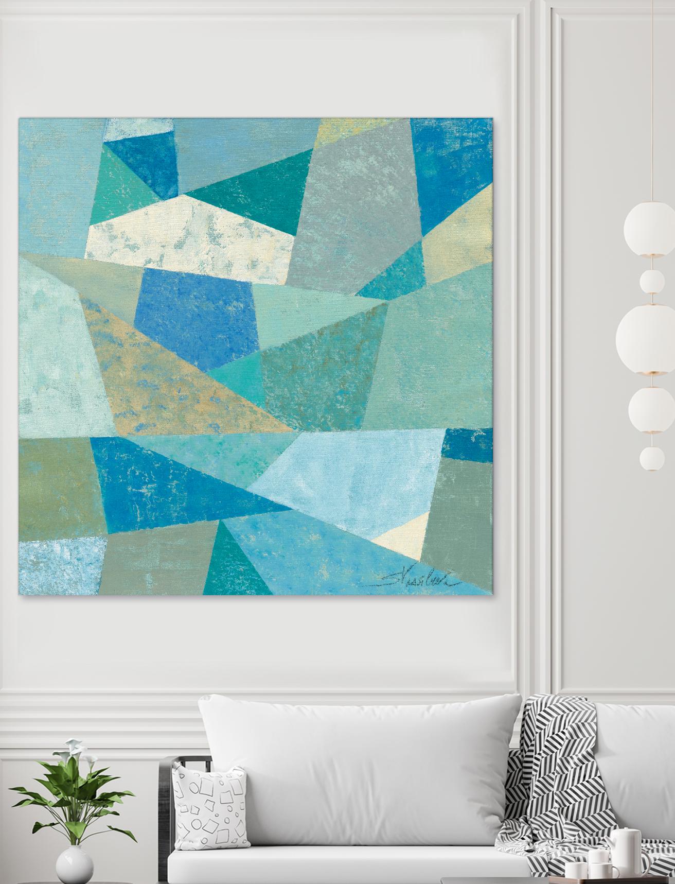 Teal Geo Metric by Silvia Vassileva on GIANT ART - green abstract