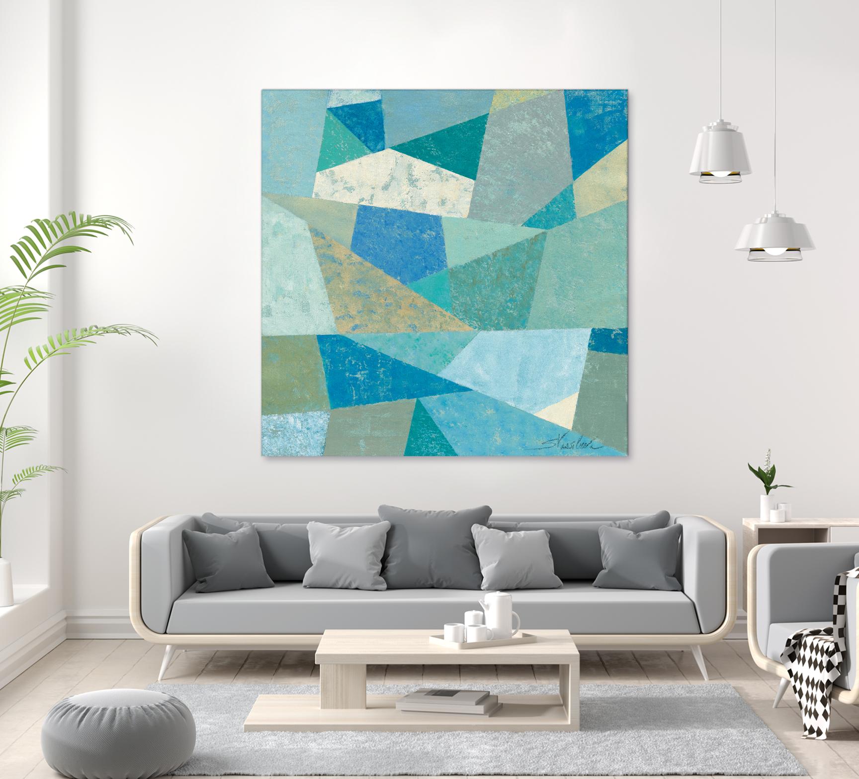 Teal Geo Metric by Silvia Vassileva on GIANT ART - green abstract