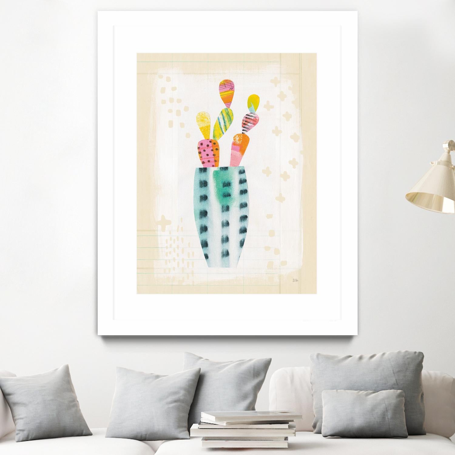 Otomi Rabbits Pastel by Melissa Averinos on GIANT ART - beige botany