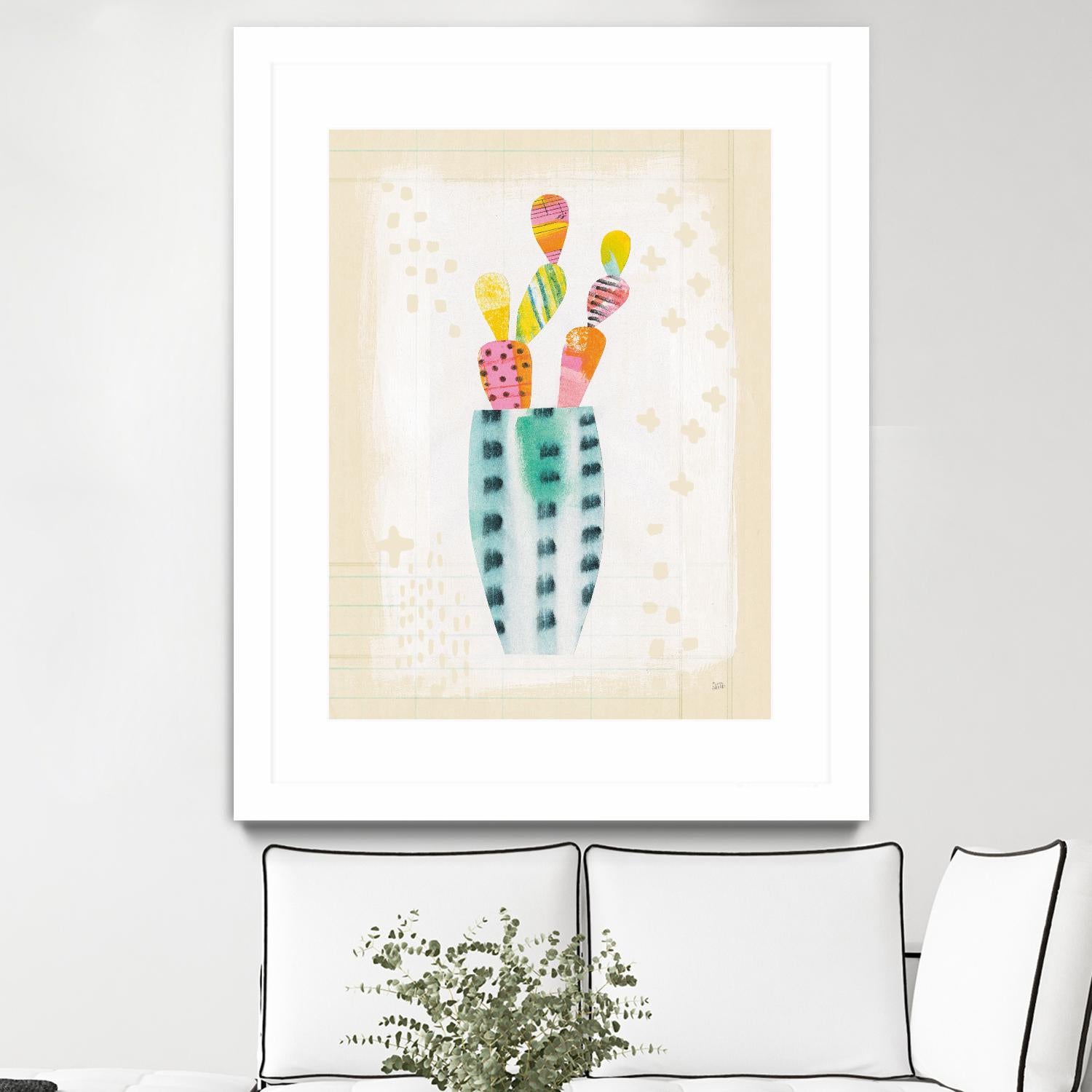 Otomi Rabbits Pastel by Melissa Averinos on GIANT ART - beige botany