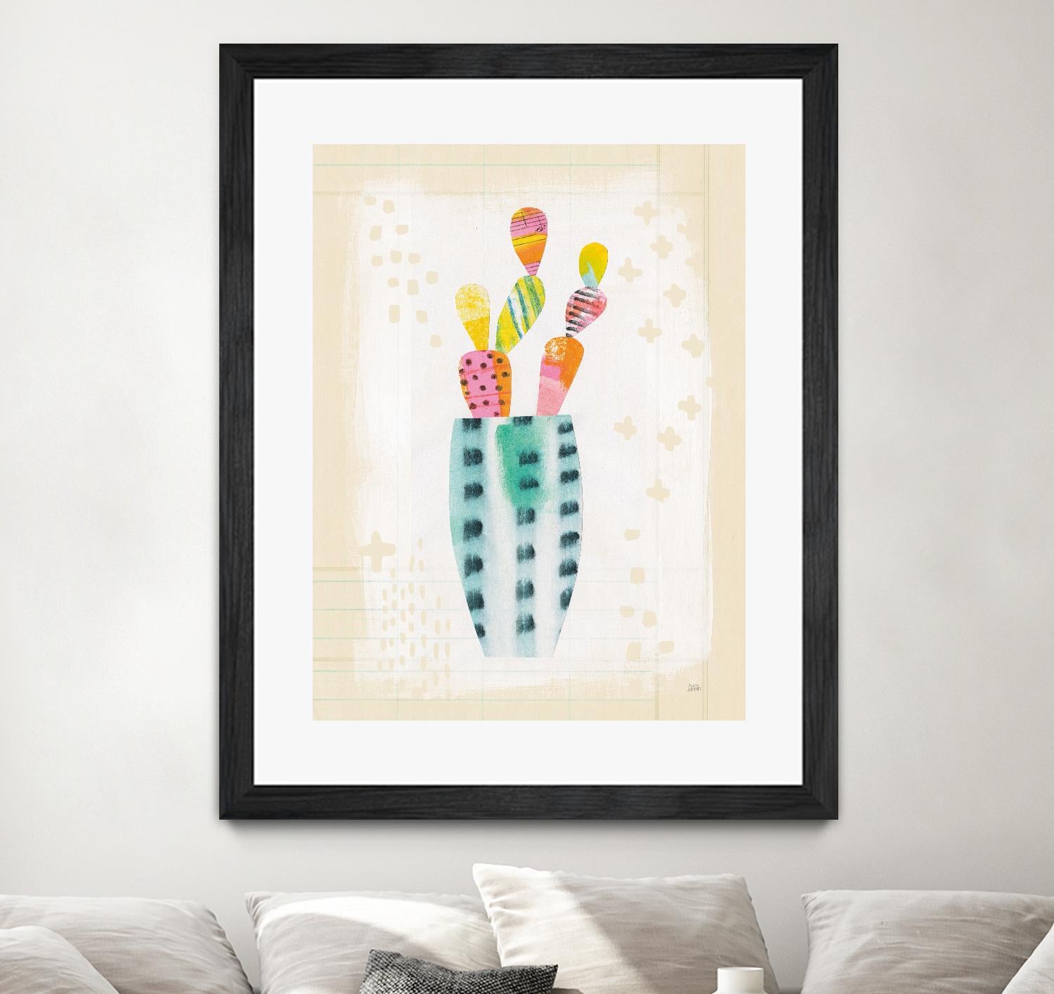 Otomi Rabbits Pastel by Melissa Averinos on GIANT ART - beige botany