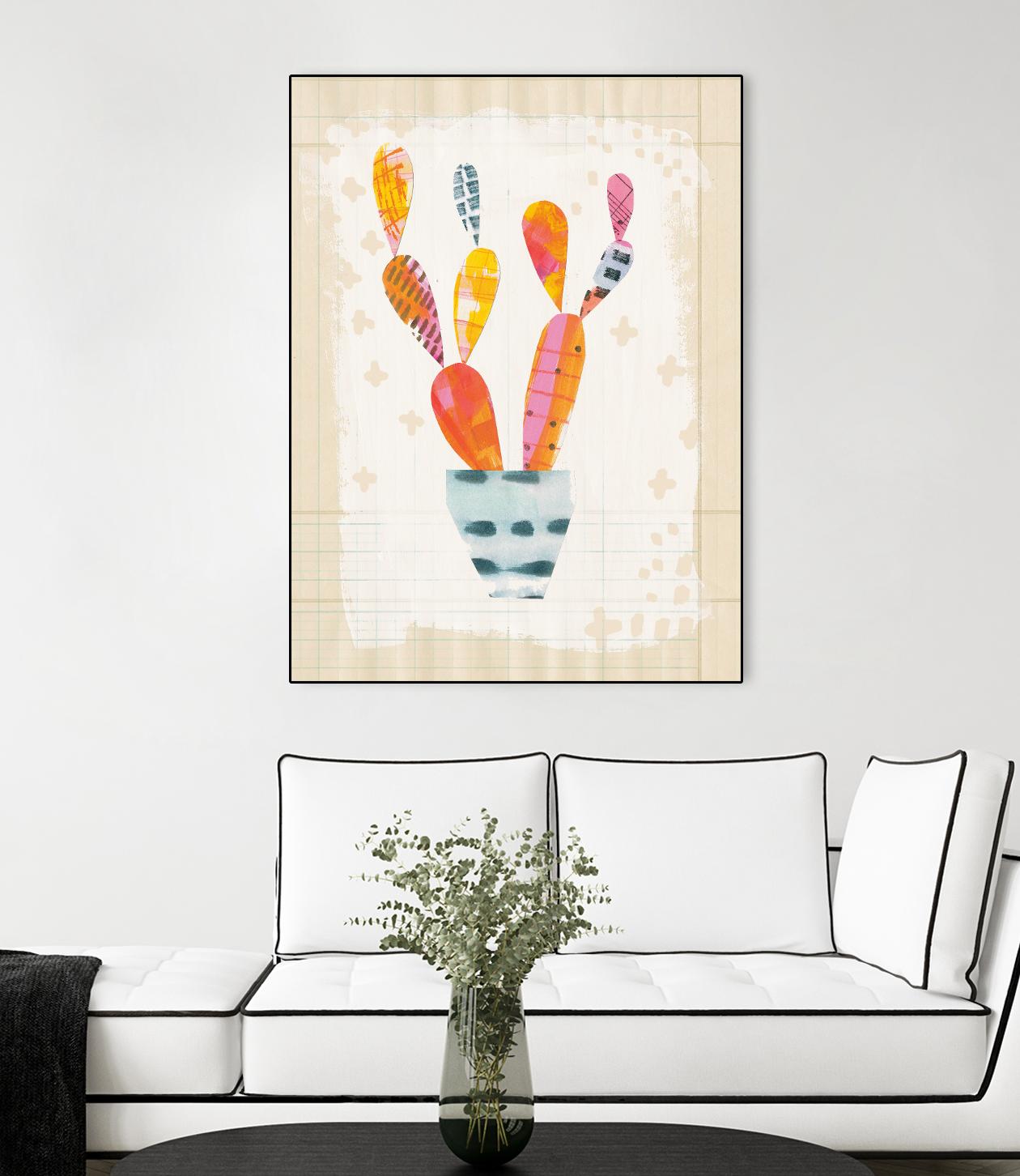 Collage Cactus II on Graph Paper by Melissa Averinos on GIANT ART - beige botany