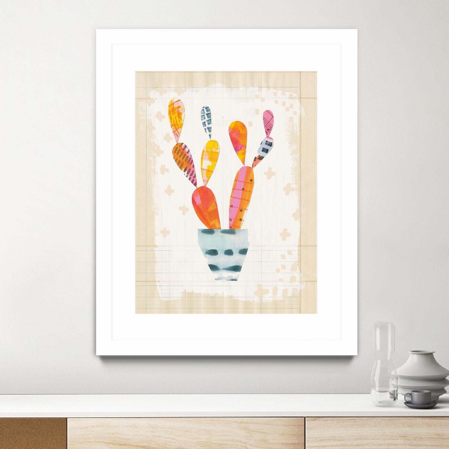 Collage Cactus II on Graph Paper by Melissa Averinos on GIANT ART - beige botany