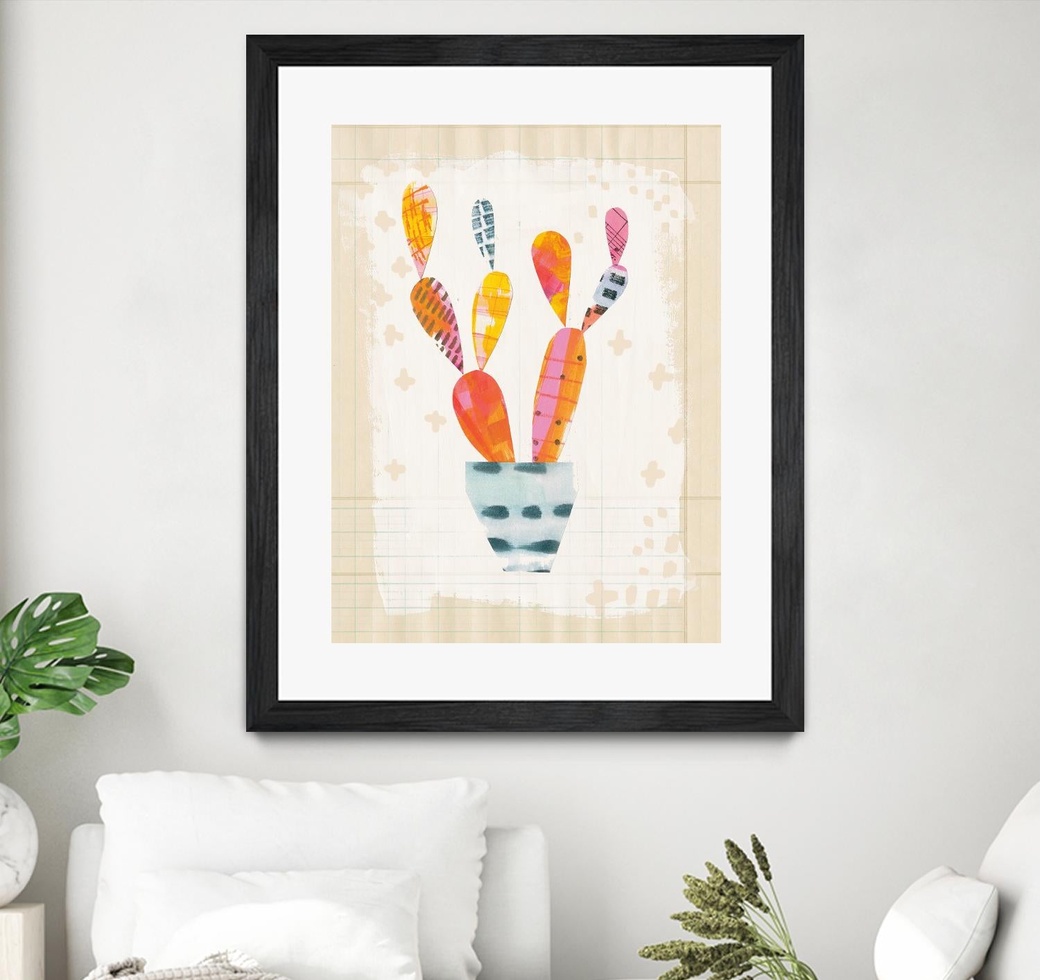Collage Cactus II on Graph Paper by Melissa Averinos on GIANT ART - beige botany