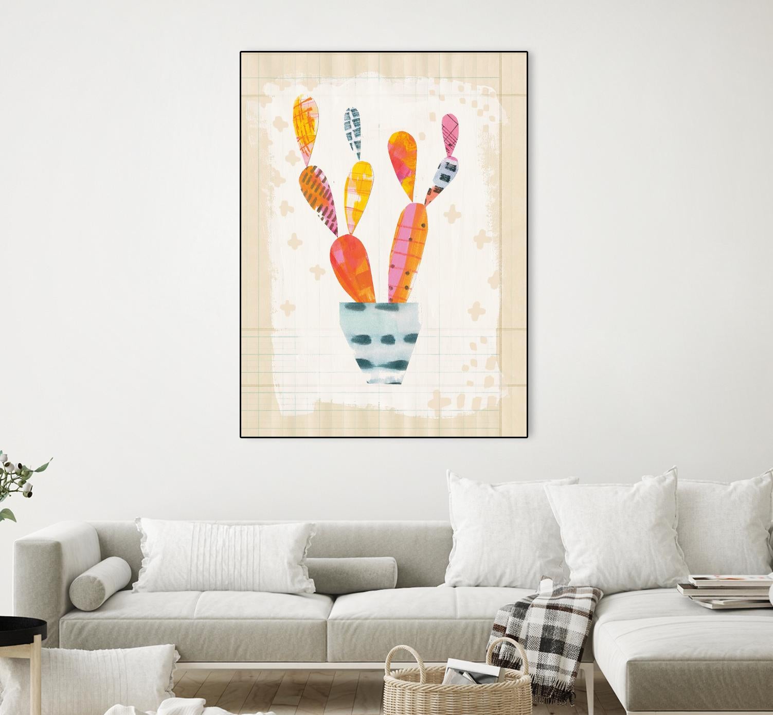 Collage Cactus II on Graph Paper by Melissa Averinos on GIANT ART - beige botany