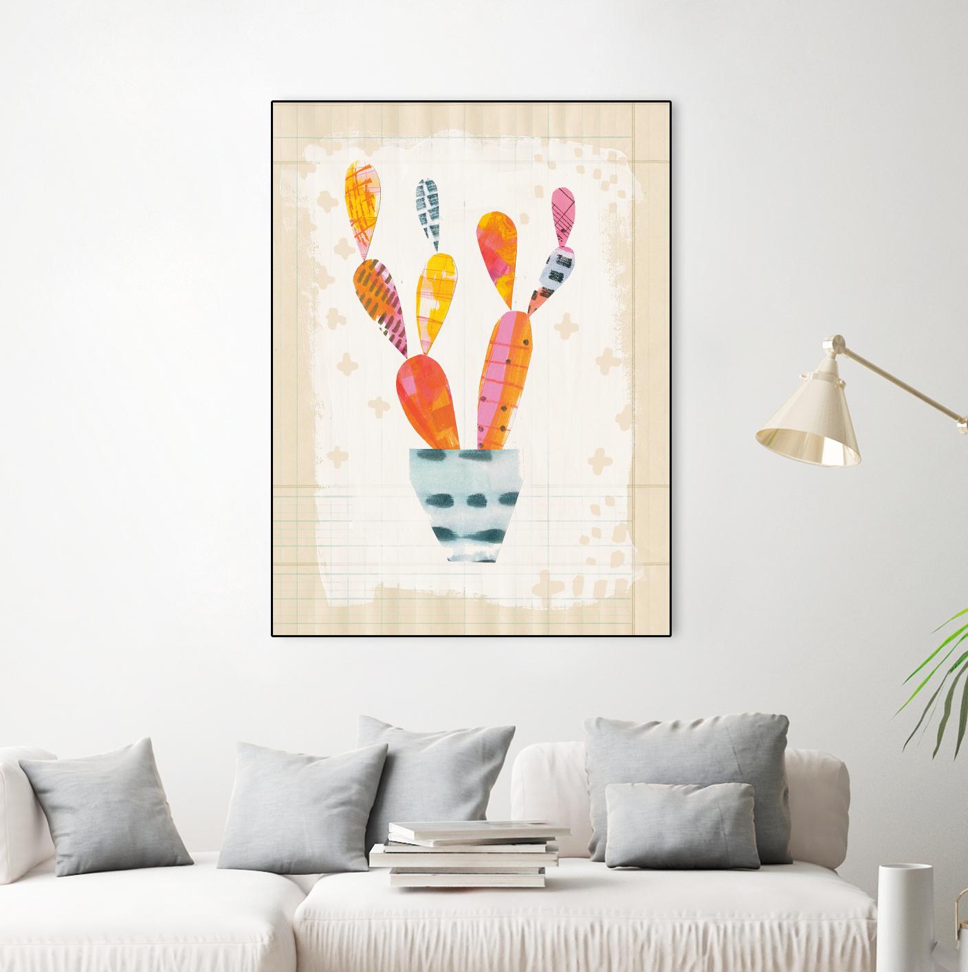 Collage Cactus II on Graph Paper by Melissa Averinos on GIANT ART - beige botany