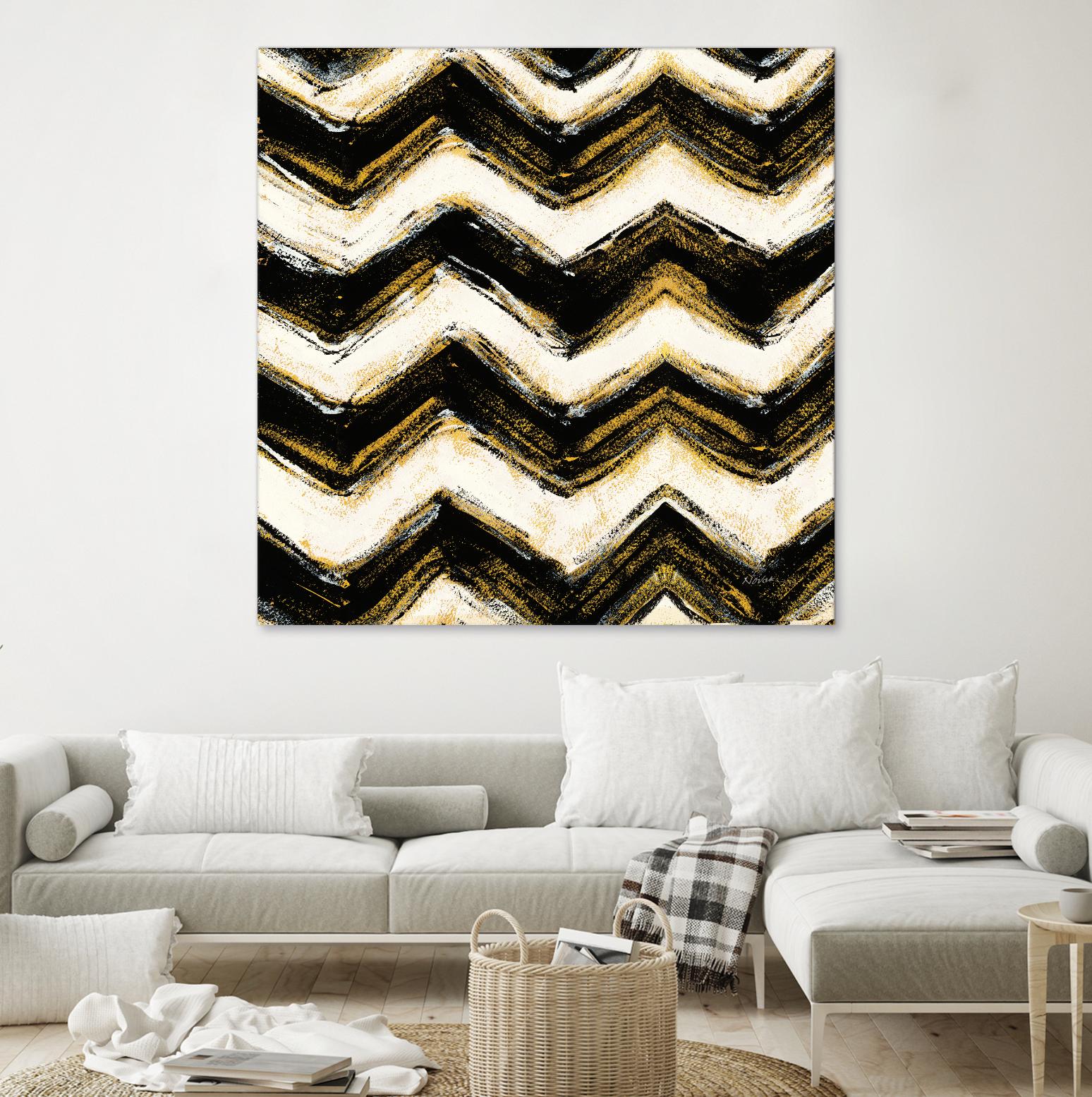 Black and Gold Geometric IV Crop by Shirley Novak on GIANT ART - beige abstract