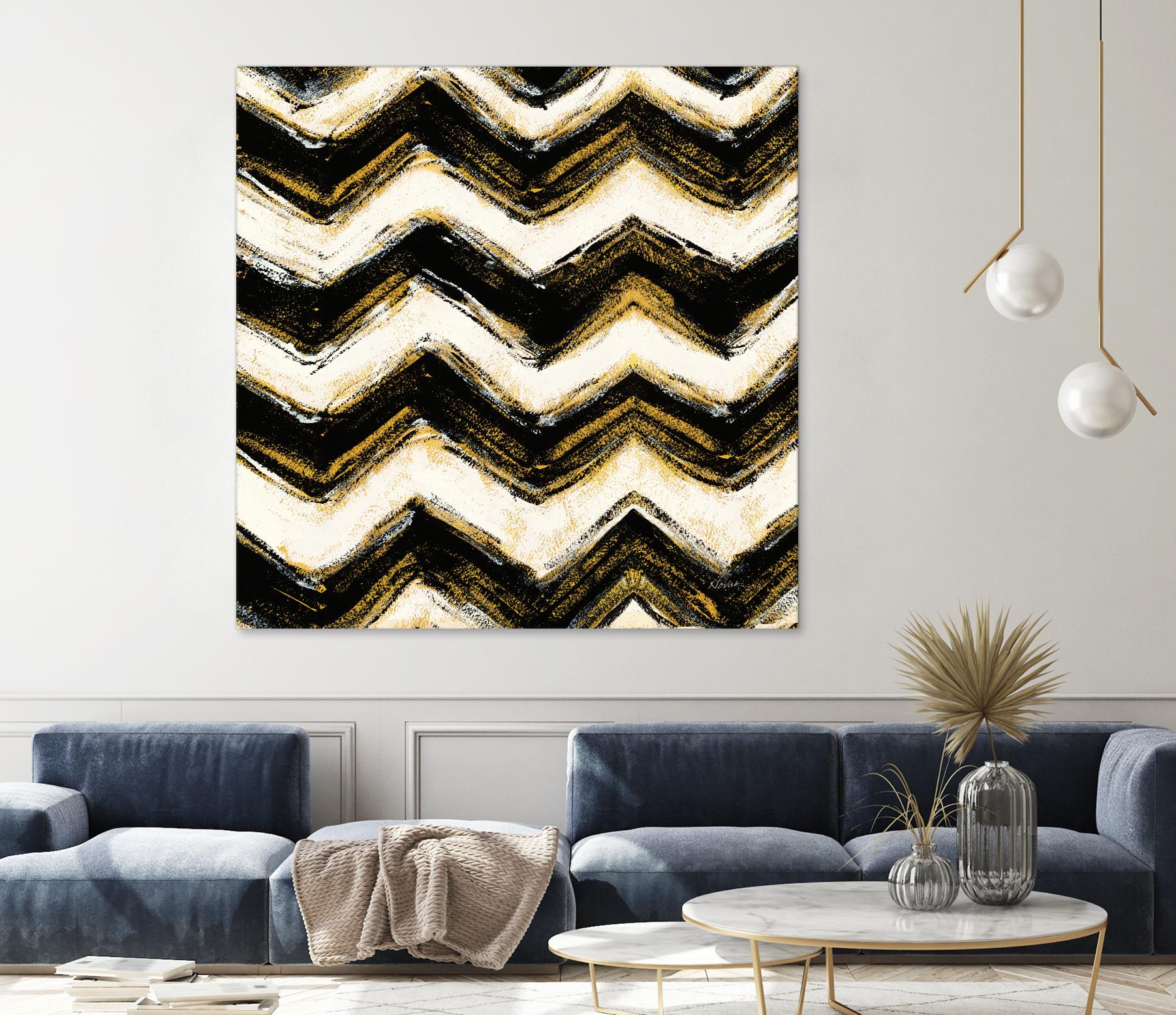 Black and Gold Geometric IV Crop by Shirley Novak on GIANT ART - beige abstract
