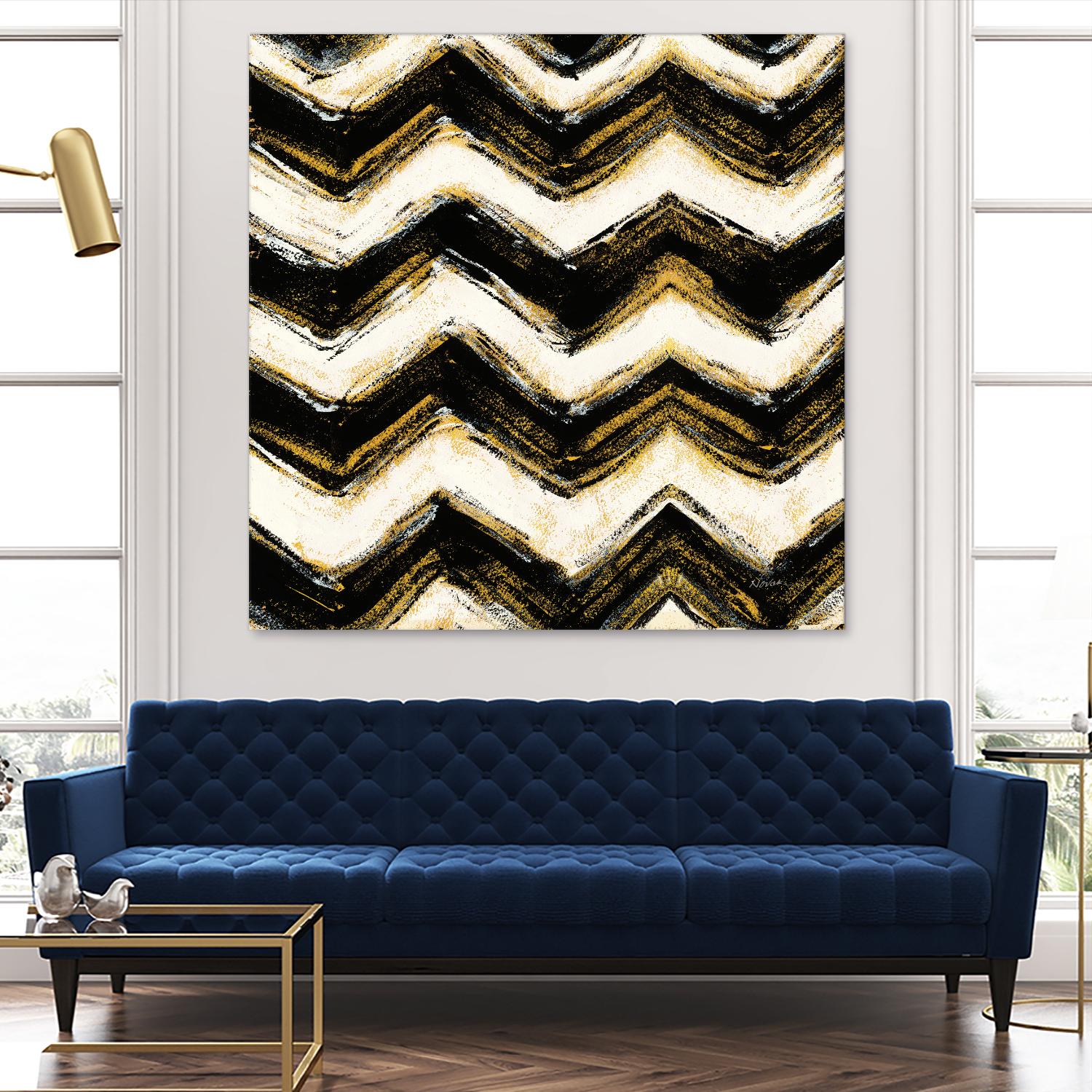 Black and Gold Geometric IV Crop by Shirley Novak on GIANT ART - beige abstract