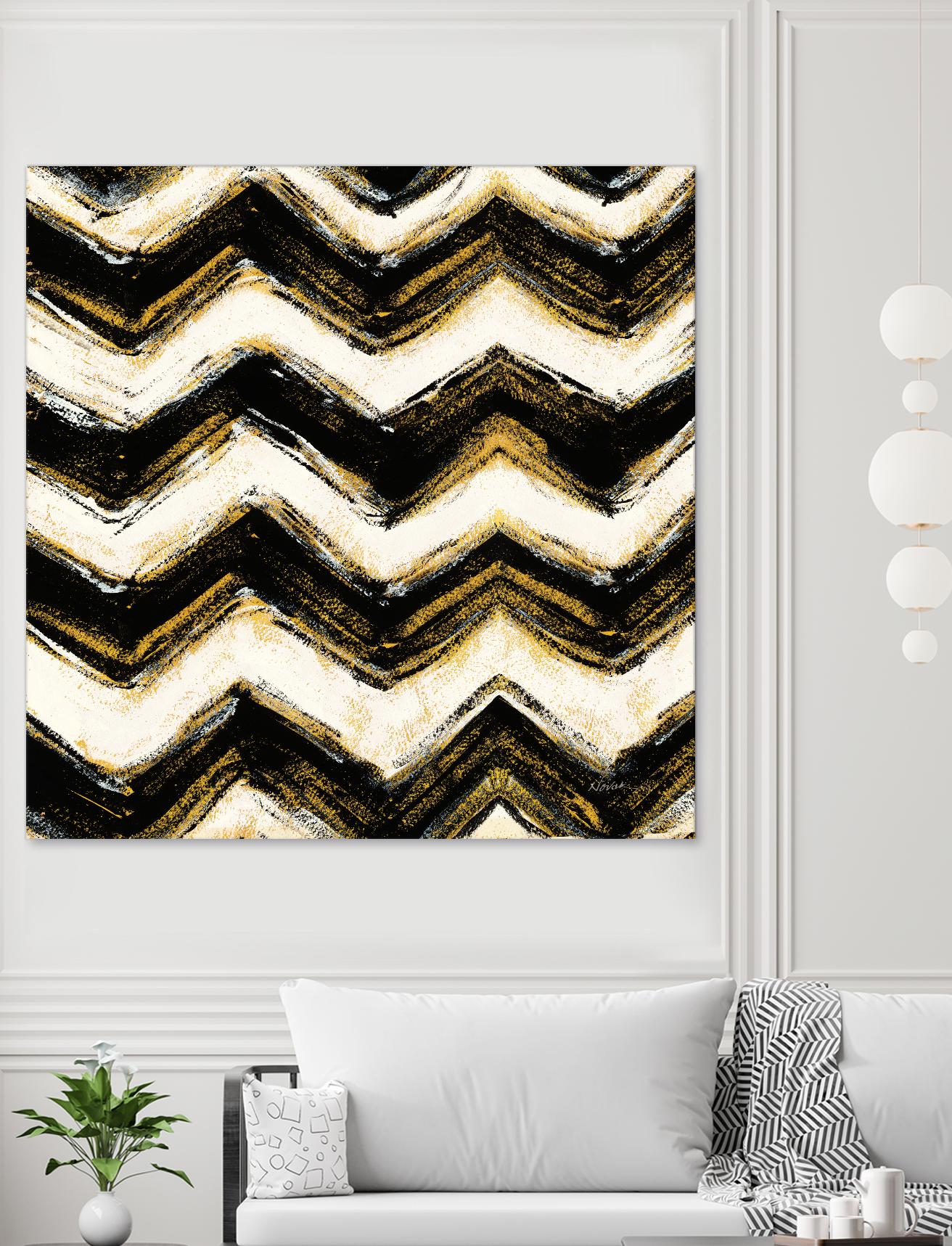 Black and Gold Geometric IV Crop by Shirley Novak on GIANT ART - beige abstract