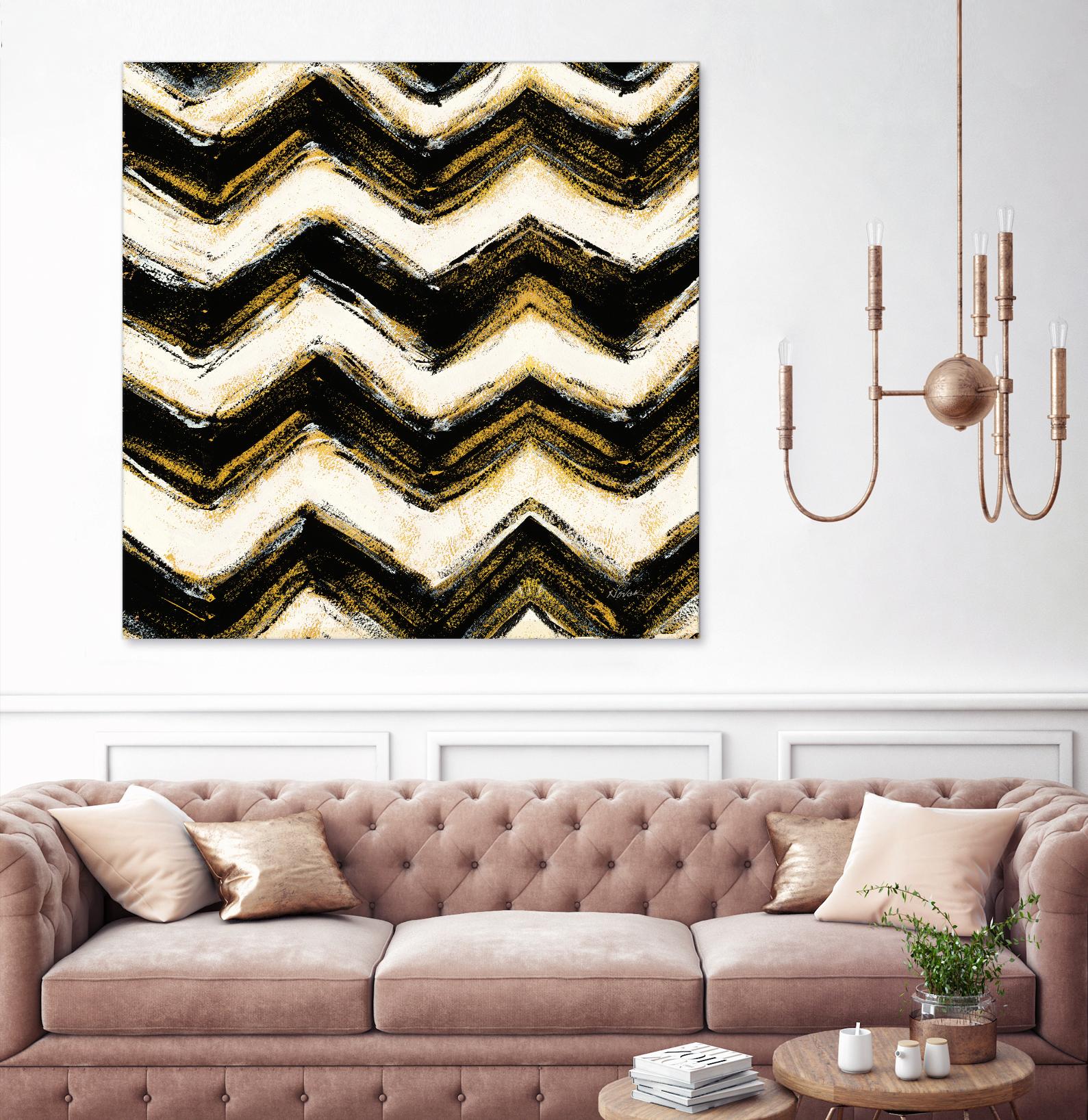 Black and Gold Geometric IV Crop by Shirley Novak on GIANT ART - beige abstract