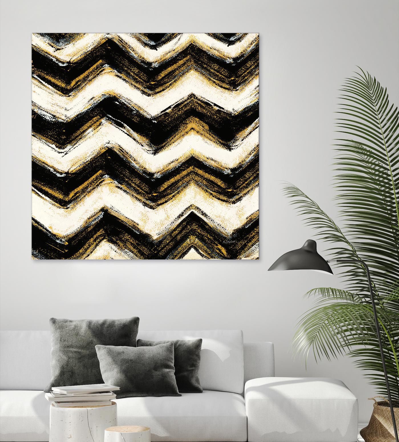 Black and Gold Geometric IV Crop by Shirley Novak on GIANT ART - beige abstract