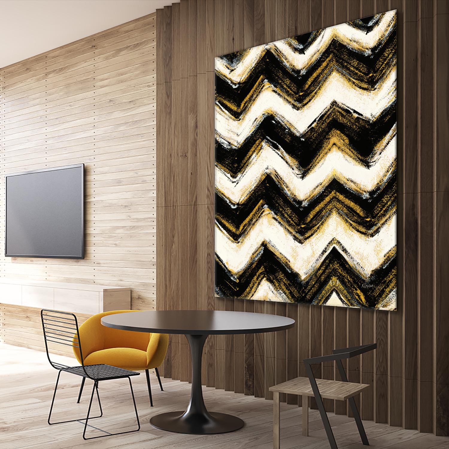 Black and Gold Geometric IV Crop by Shirley Novak on GIANT ART - beige abstract