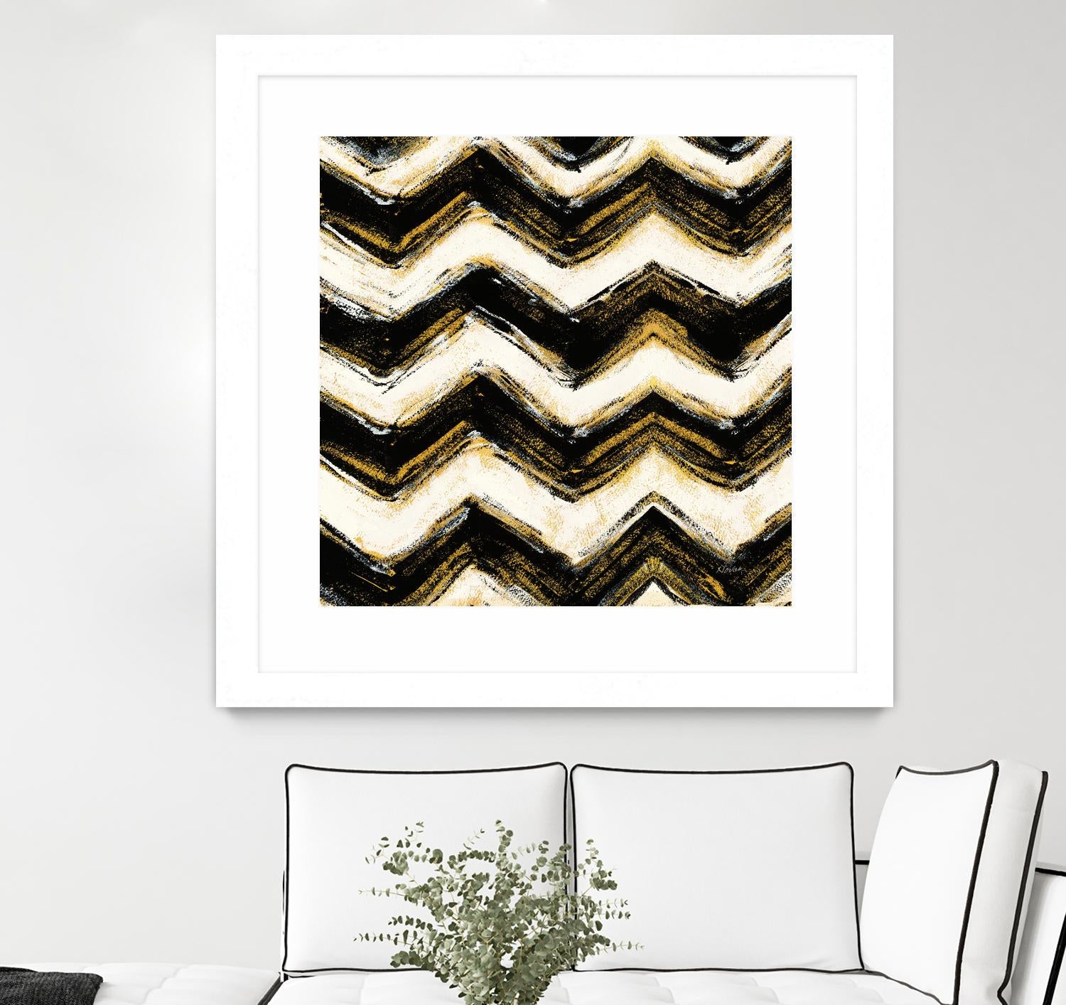Black and Gold Geometric IV Crop by Shirley Novak on GIANT ART - beige abstract