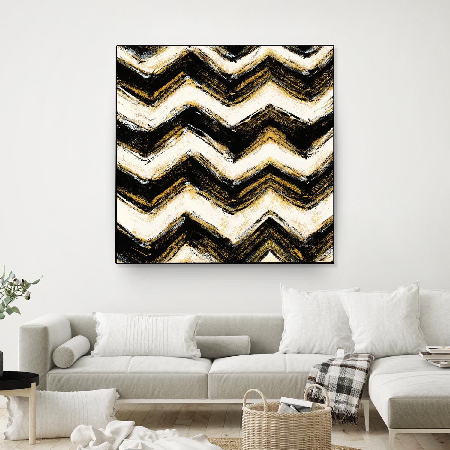 Black and Gold Geometric IV Crop by Shirley Novak on GIANT ART - beige abstract