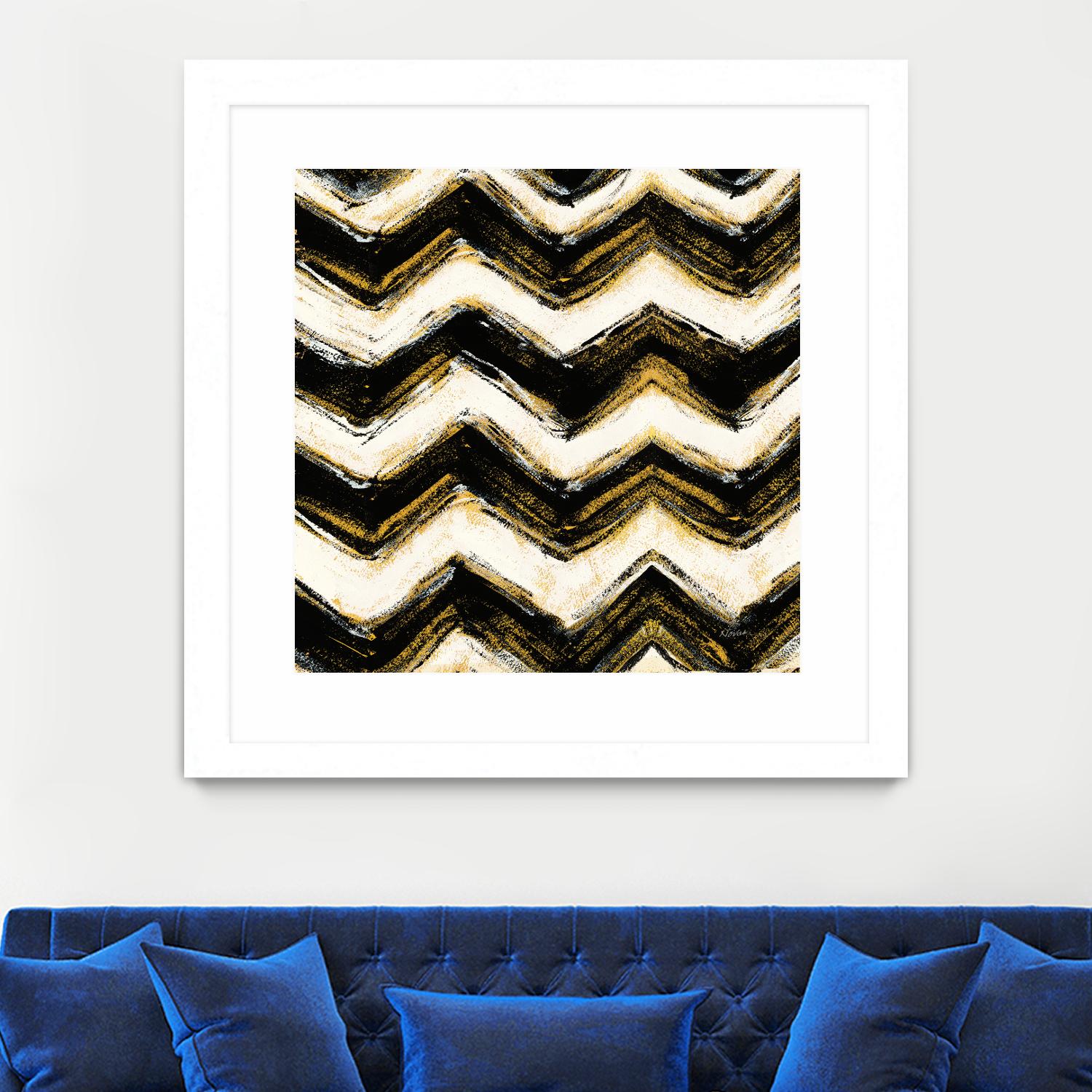 Black and Gold Geometric IV Crop by Shirley Novak on GIANT ART - beige abstract