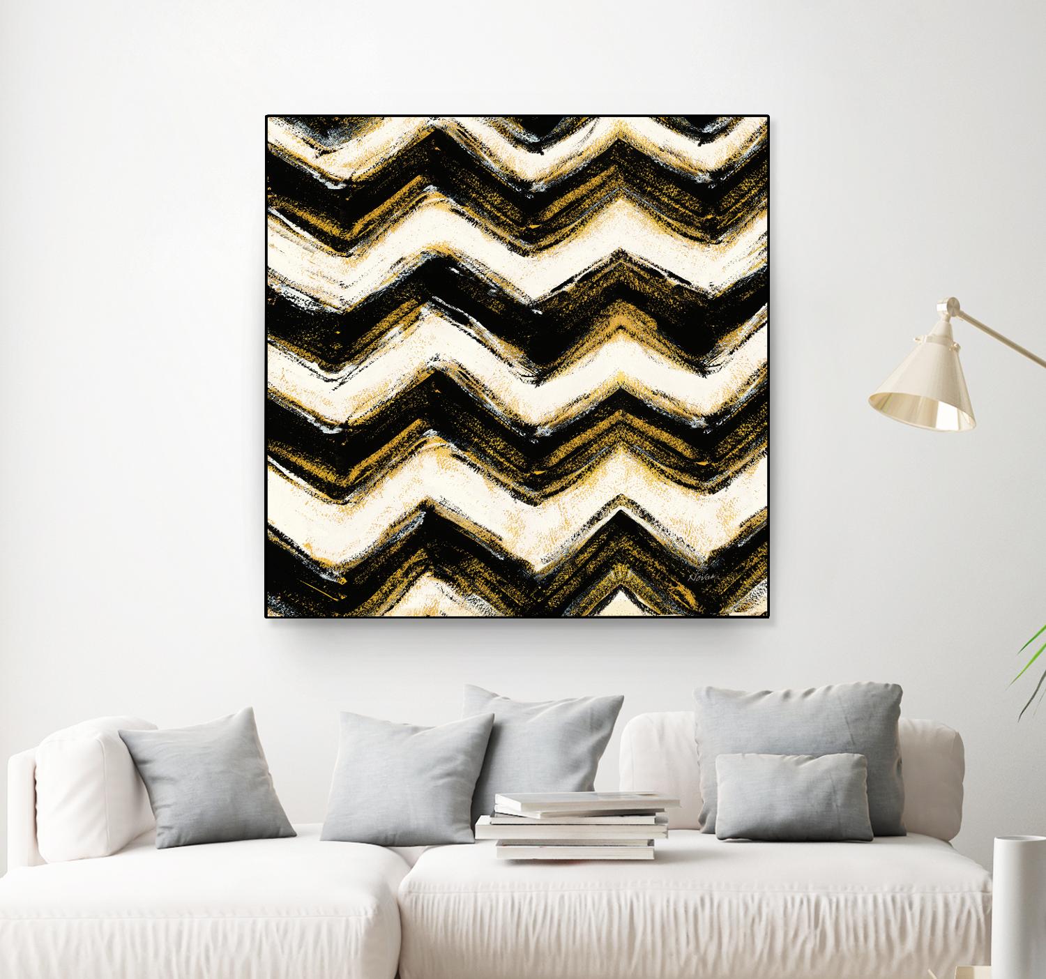 Black and Gold Geometric IV Crop by Shirley Novak on GIANT ART - beige abstract