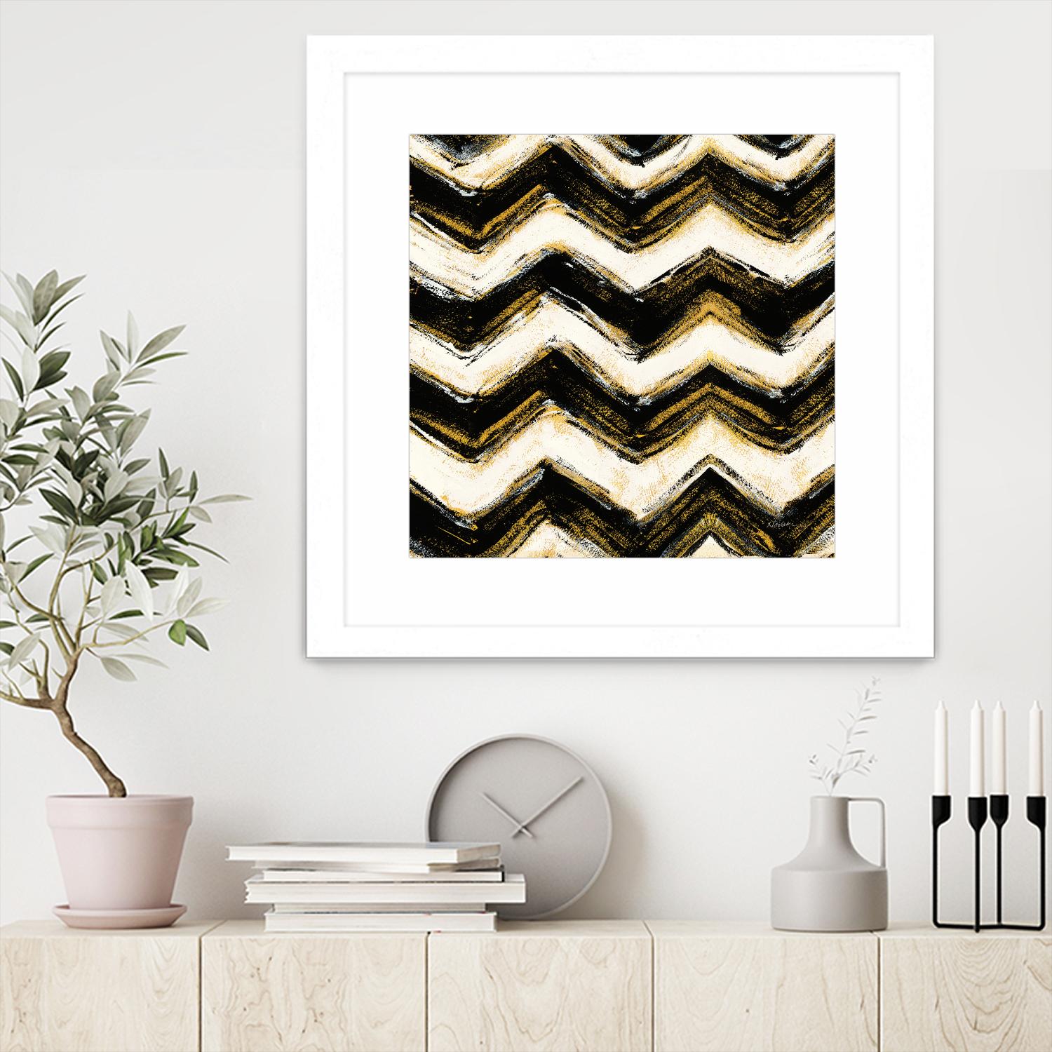 Black and Gold Geometric IV Crop by Shirley Novak on GIANT ART - beige abstract