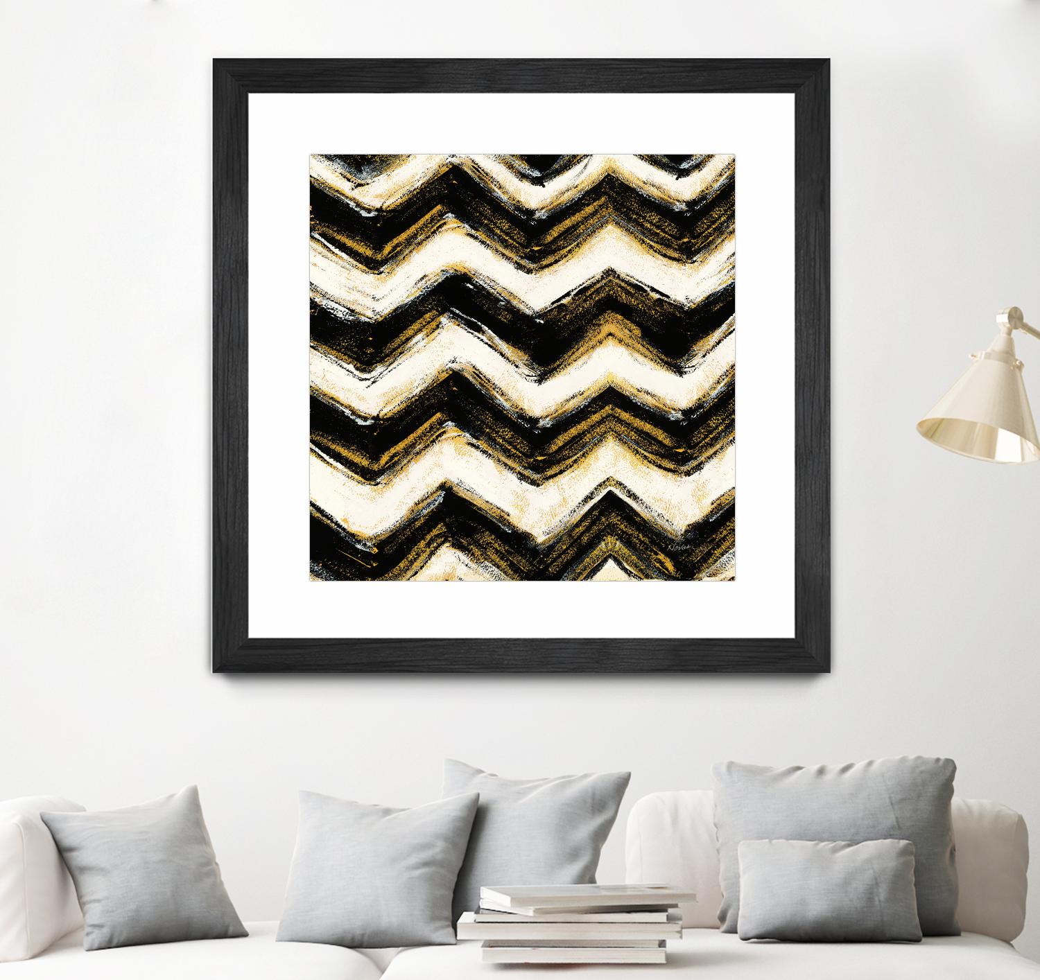 Black and Gold Geometric IV Crop by Shirley Novak on GIANT ART - beige abstract