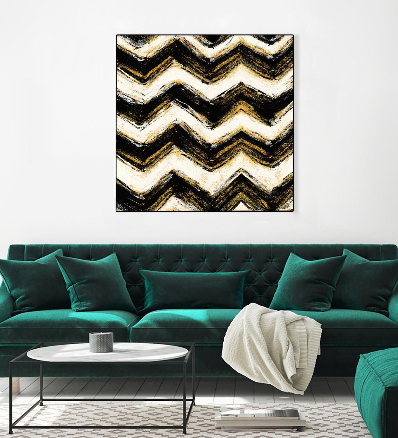 Black and Gold Geometric IV Crop by Shirley Novak on GIANT ART - beige abstract