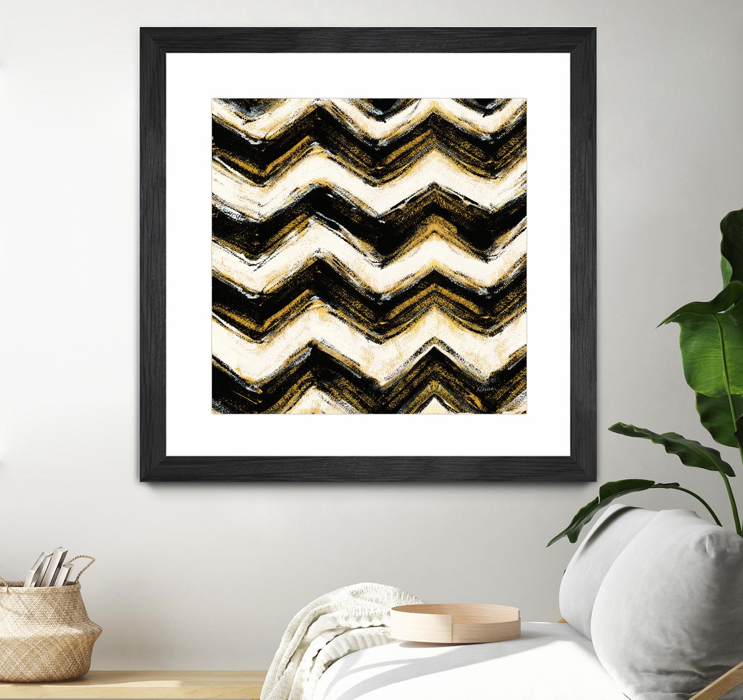 Black and Gold Geometric IV Crop by Shirley Novak on GIANT ART - beige abstract