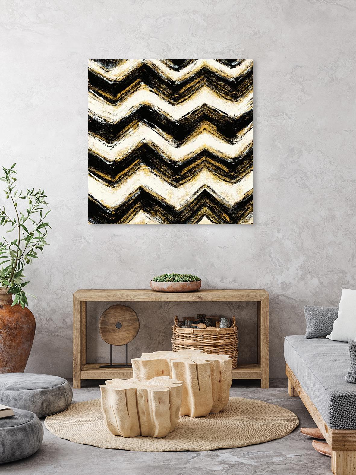 Black and Gold Geometric IV Crop by Shirley Novak on GIANT ART - beige abstract