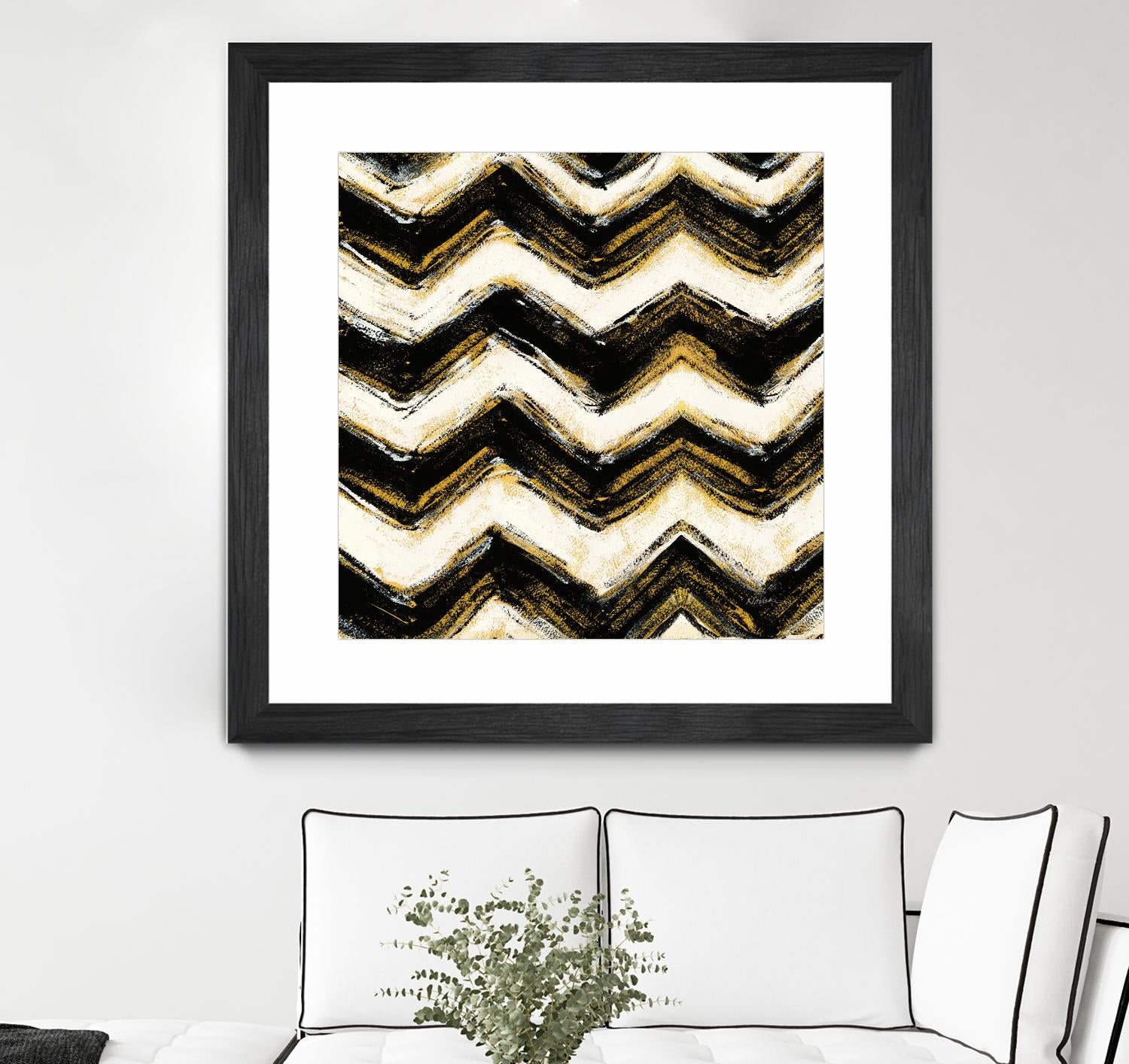 Black and Gold Geometric IV Crop by Shirley Novak on GIANT ART - beige abstract