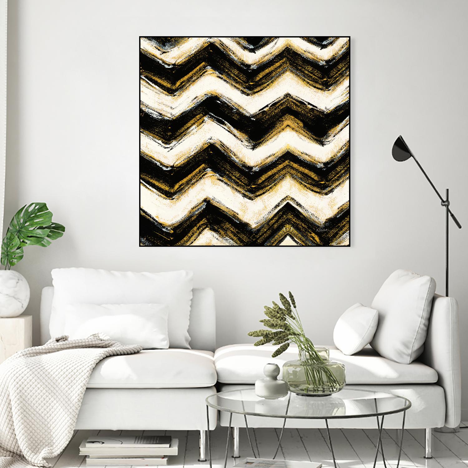 Black and Gold Geometric IV Crop by Shirley Novak on GIANT ART - beige abstract